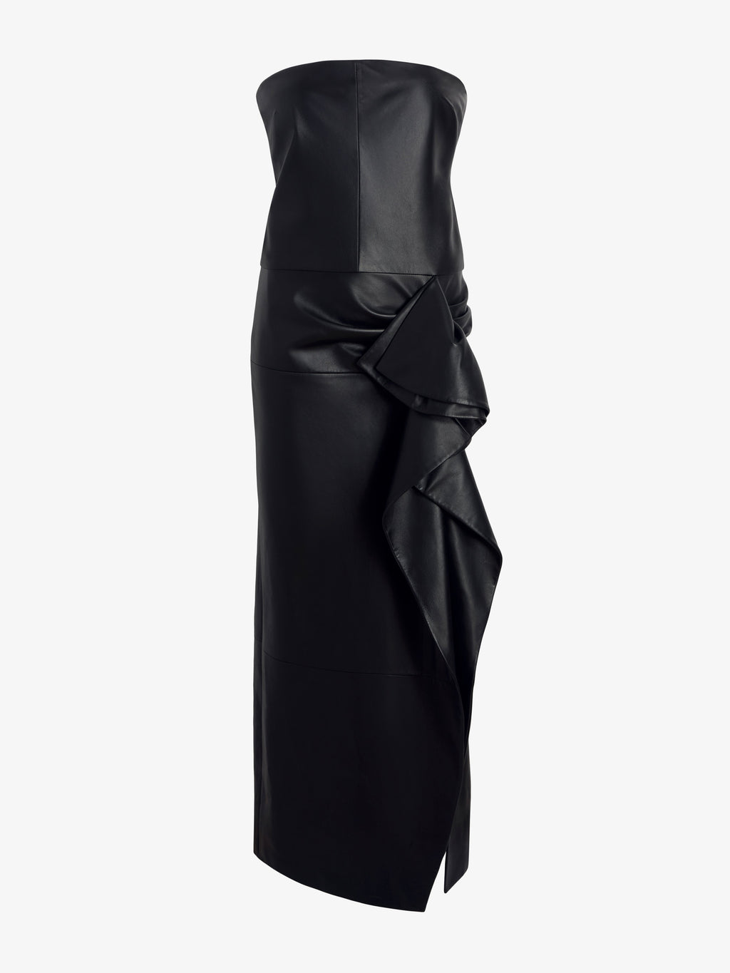 Ava Women's Black Dress | Slim Fit, Strapless Sheepskin 0