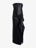Ava Women's Black Dress | Slim Fit, Strapless Sheepskin 0