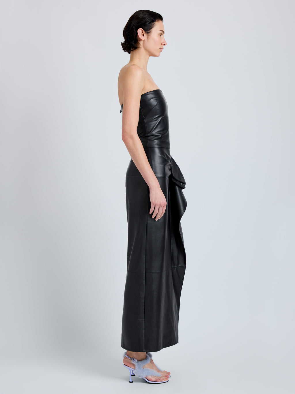 Ava Women's Black Dress | Slim Fit, Strapless Sheepskin 2
