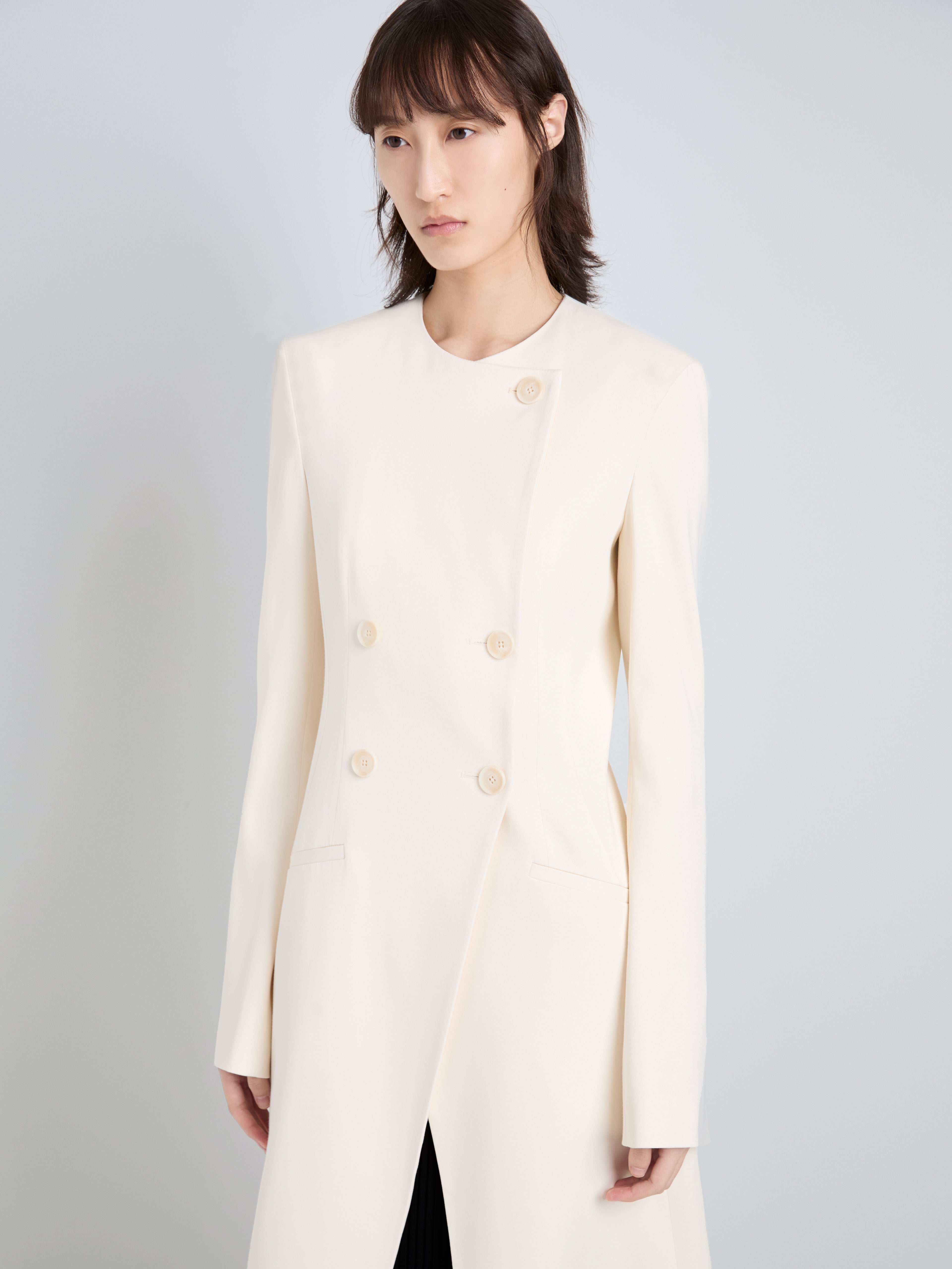 Ava Women's Coat | Satin Back Crepe, Double-Breasted Design with V-Shaped Split 1
