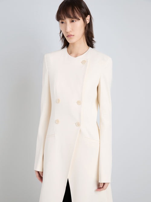 Ava Women's Coat | Satin Back Crepe, Double-Breasted Design with V-Shaped Split 1
