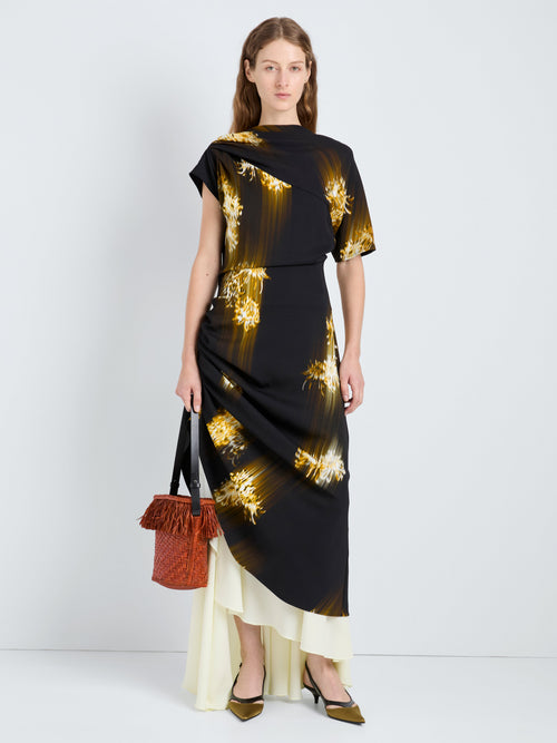 Ava Women's Dress | Printed Viscose Cady, Asymmetrical Hem 1
