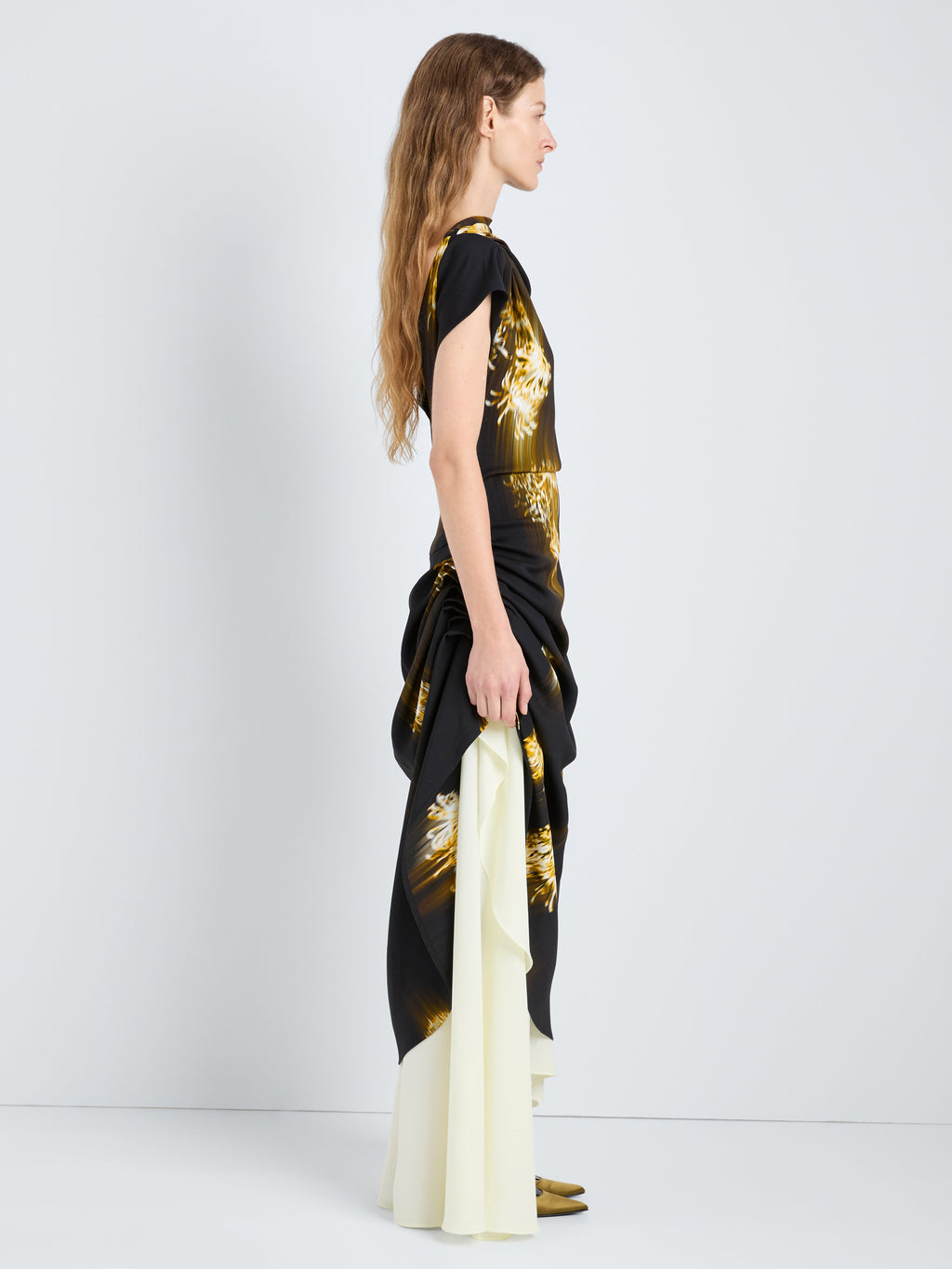 Ava Women's Dress | Printed Viscose Cady, Asymmetrical Hem 2