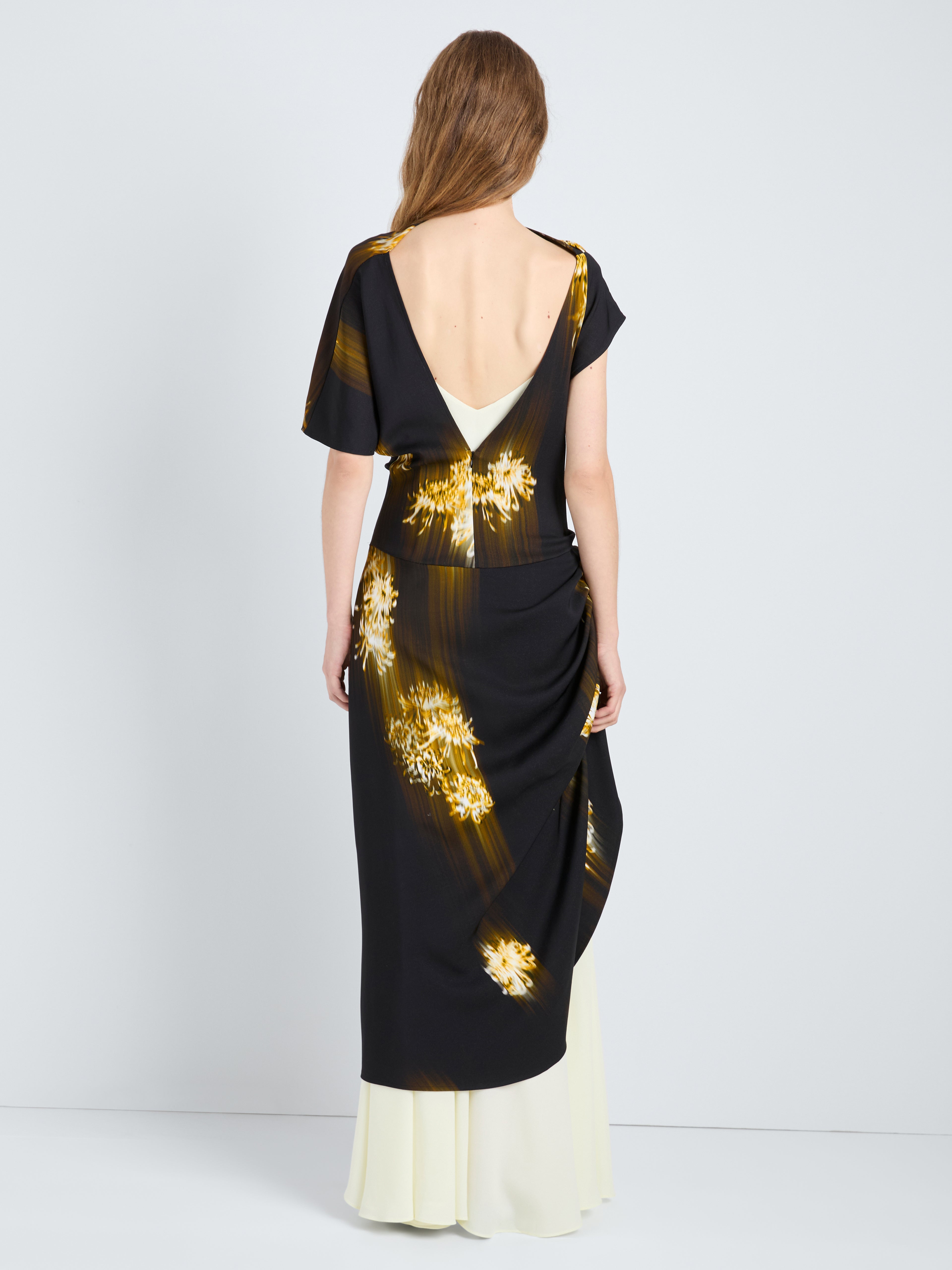 Ava Women's Dress | Printed Viscose Cady, Asymmetrical Hem 3