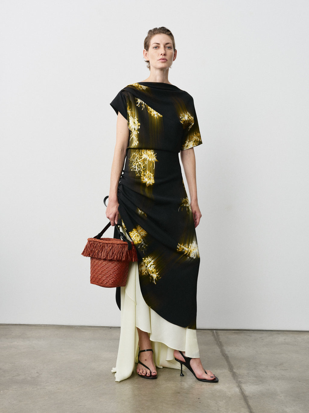 Ava Women's Dress | Printed Viscose Cady, Asymmetrical Hem 6