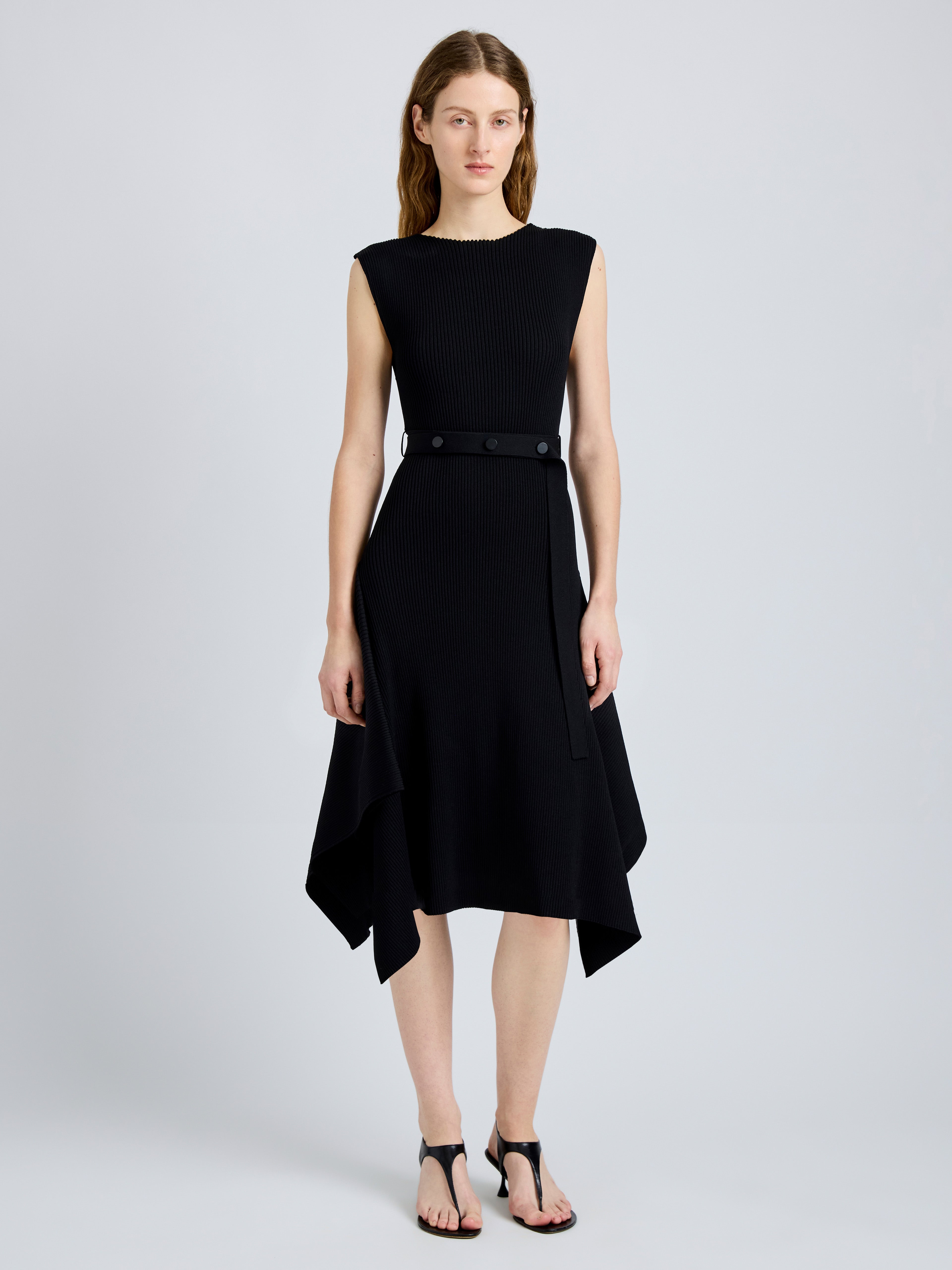 Ava Women's Dress | Rib Knit with Self-Tie Belt 1