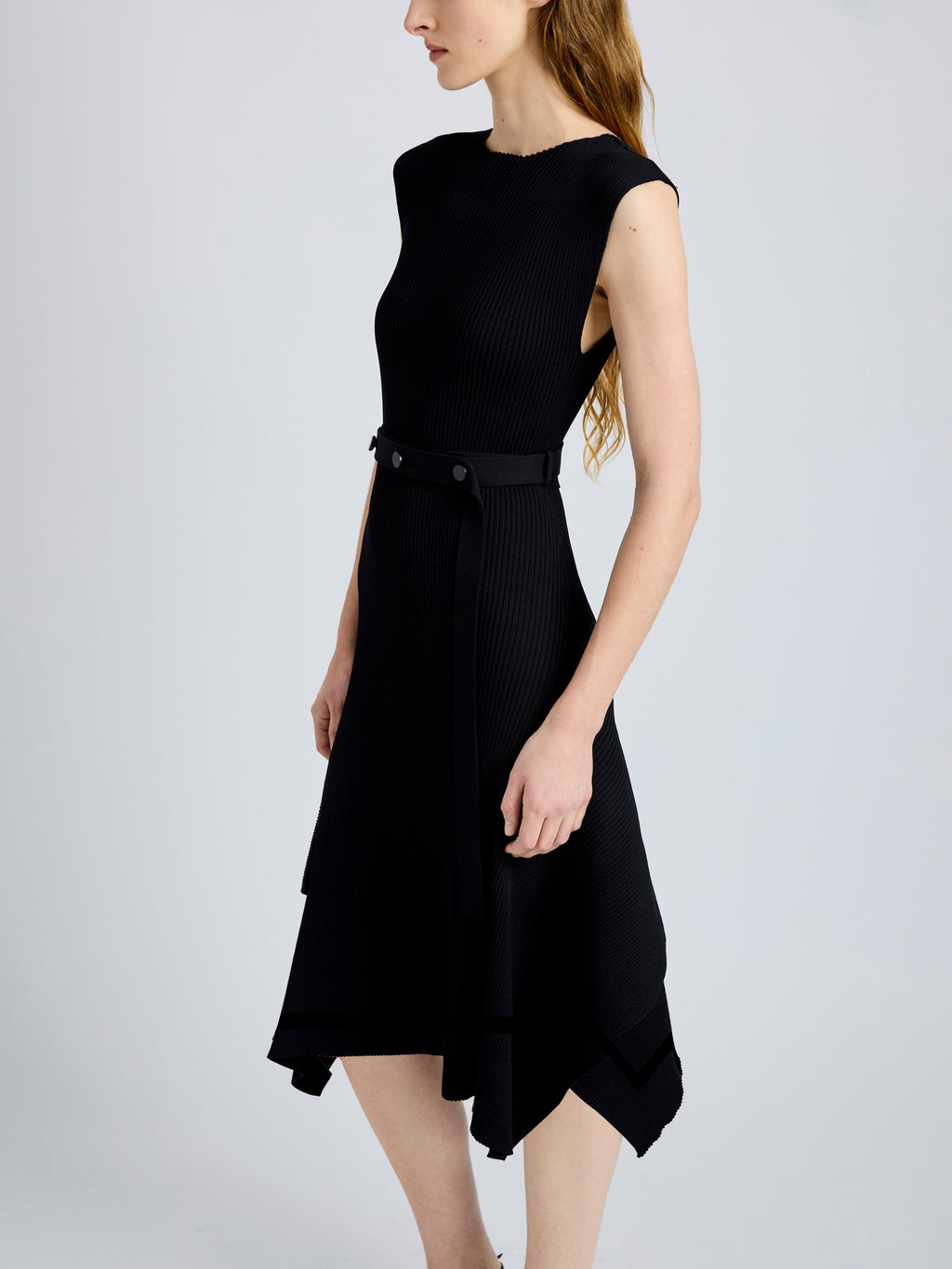 Ava Women's Dress | Rib Knit with Self-Tie Belt 2