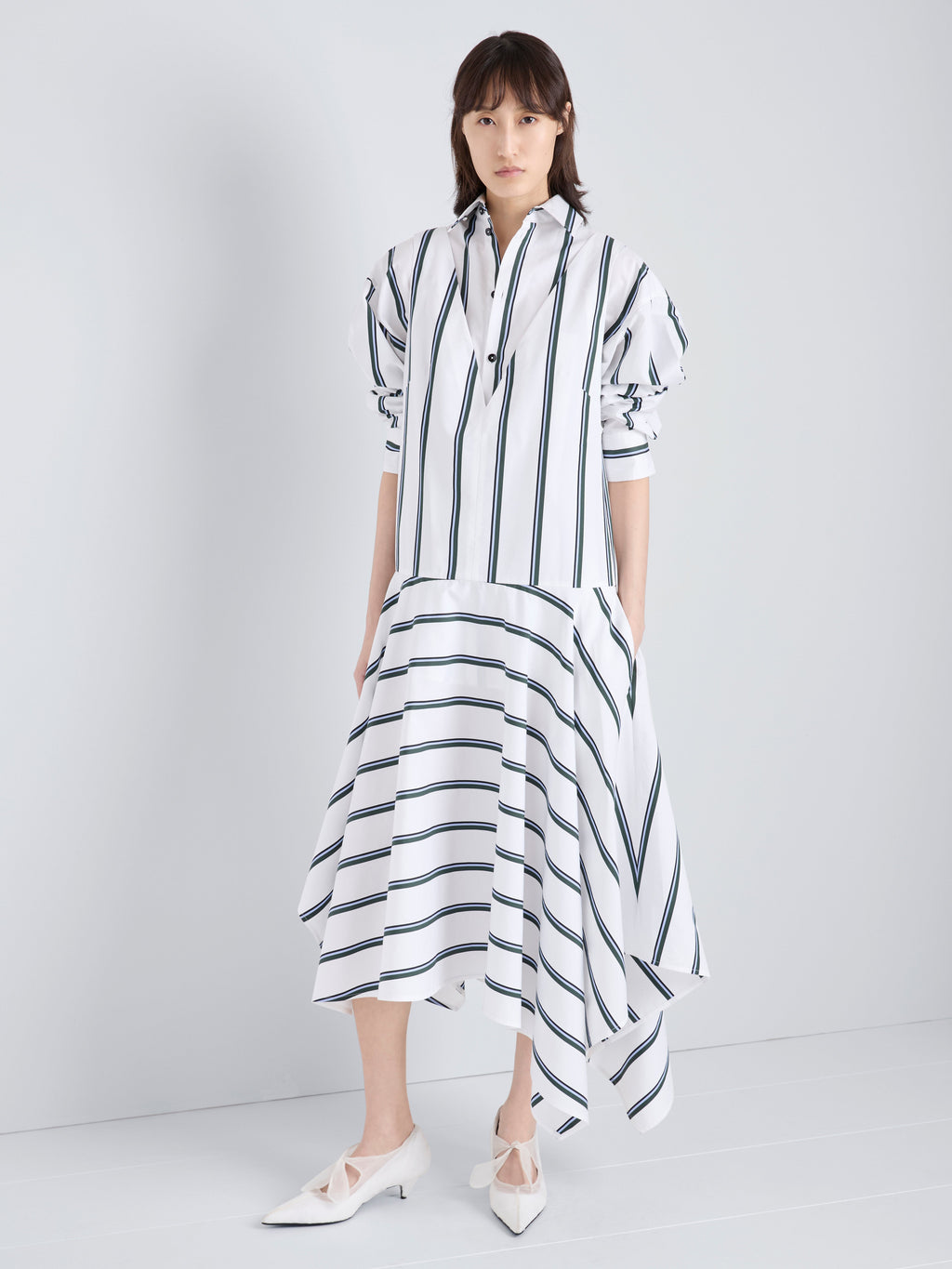 Bella Women's Shirt Dress | Cotton Silk Blend, Asymmetrical Hem 5