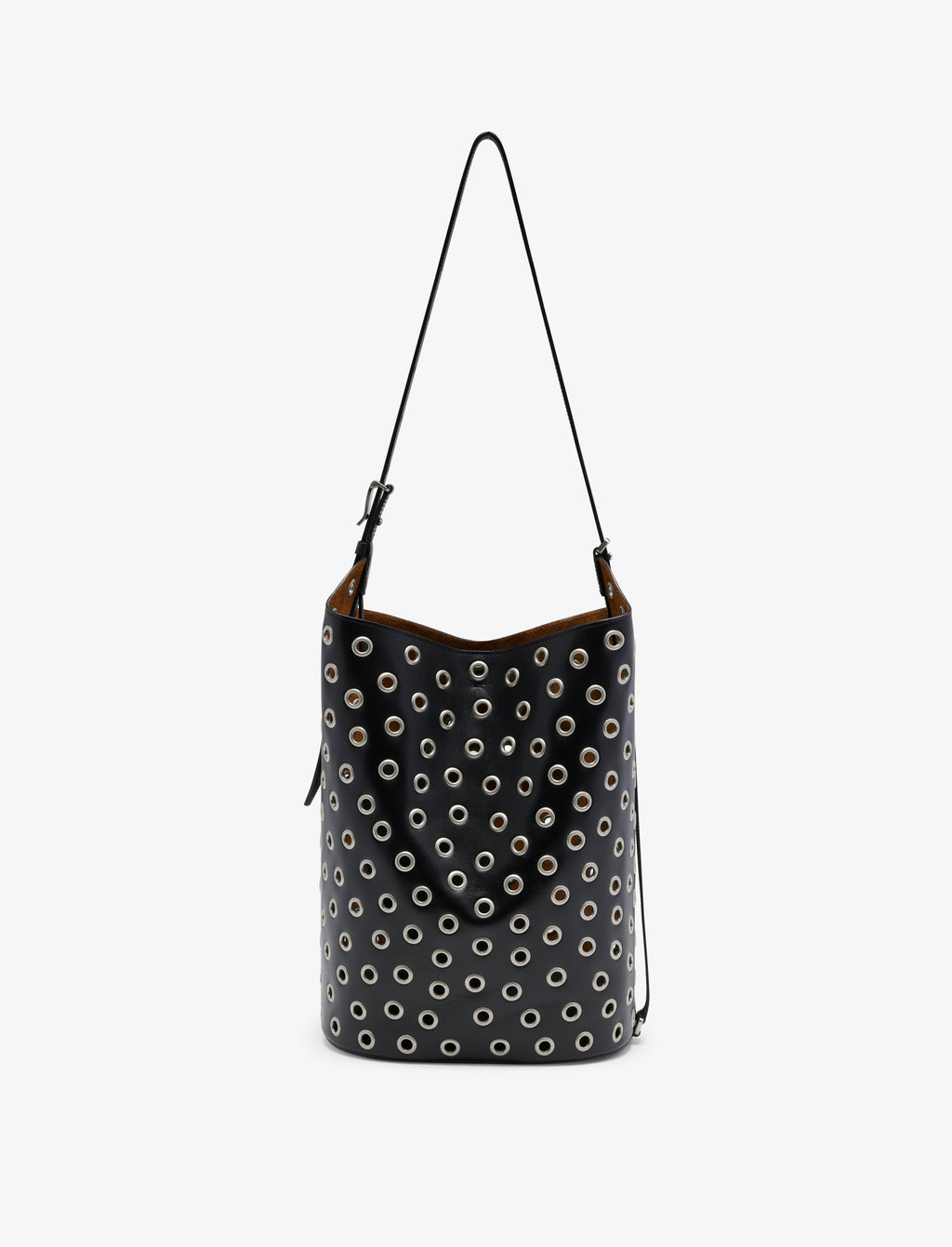 Brant Women's Bucket Bag | Smooth Calfskin with Silver Grommets, Crossbody Handbag 3