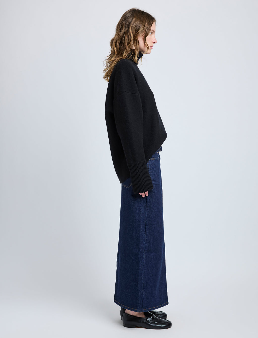 Cali Women's Denim Midi Skirt | Center Slit, Slim Fit 2