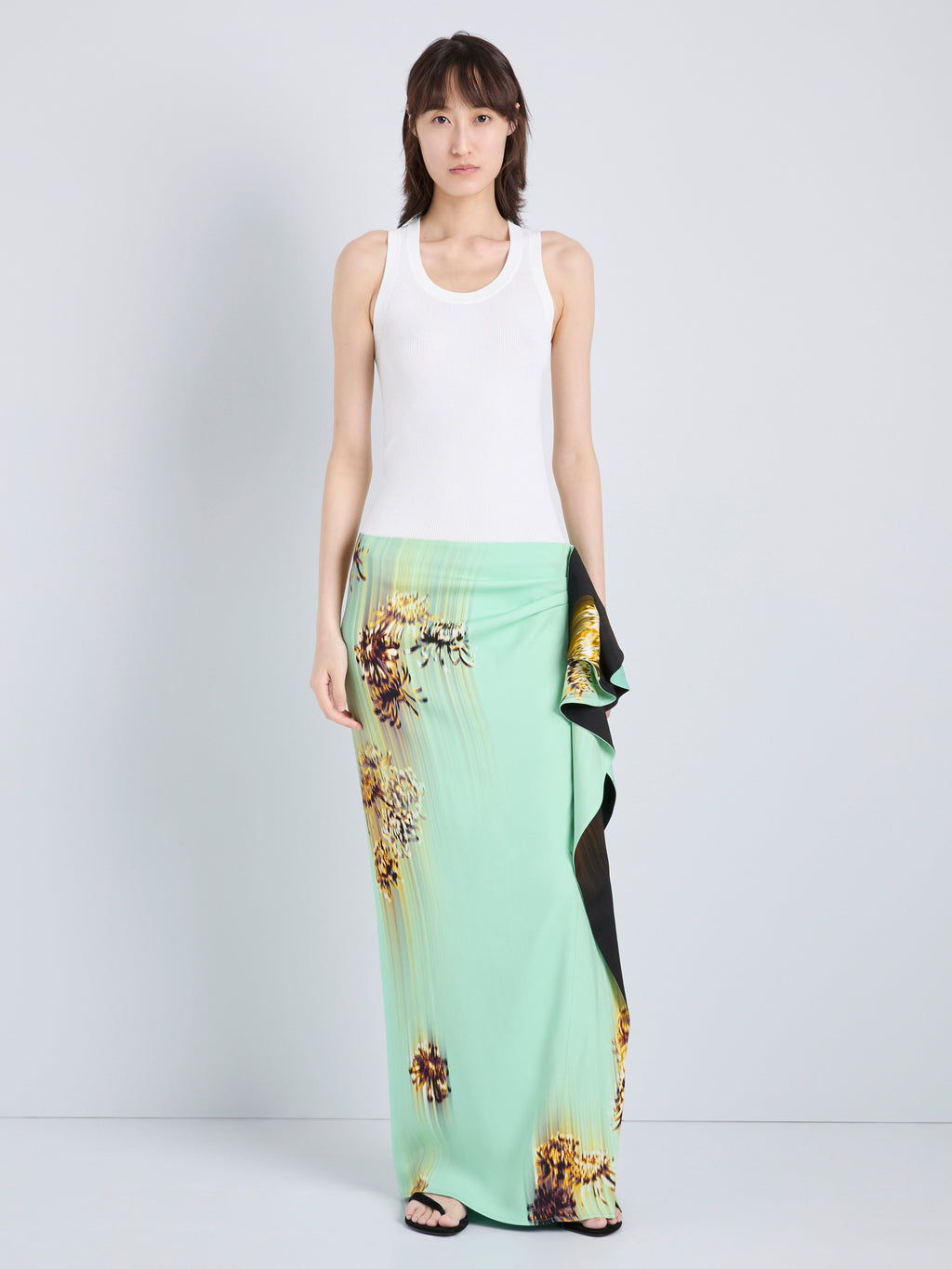 Cella Women's Midi Skirt | Double Printed Viscose Cady with Cascading Ruffle 1