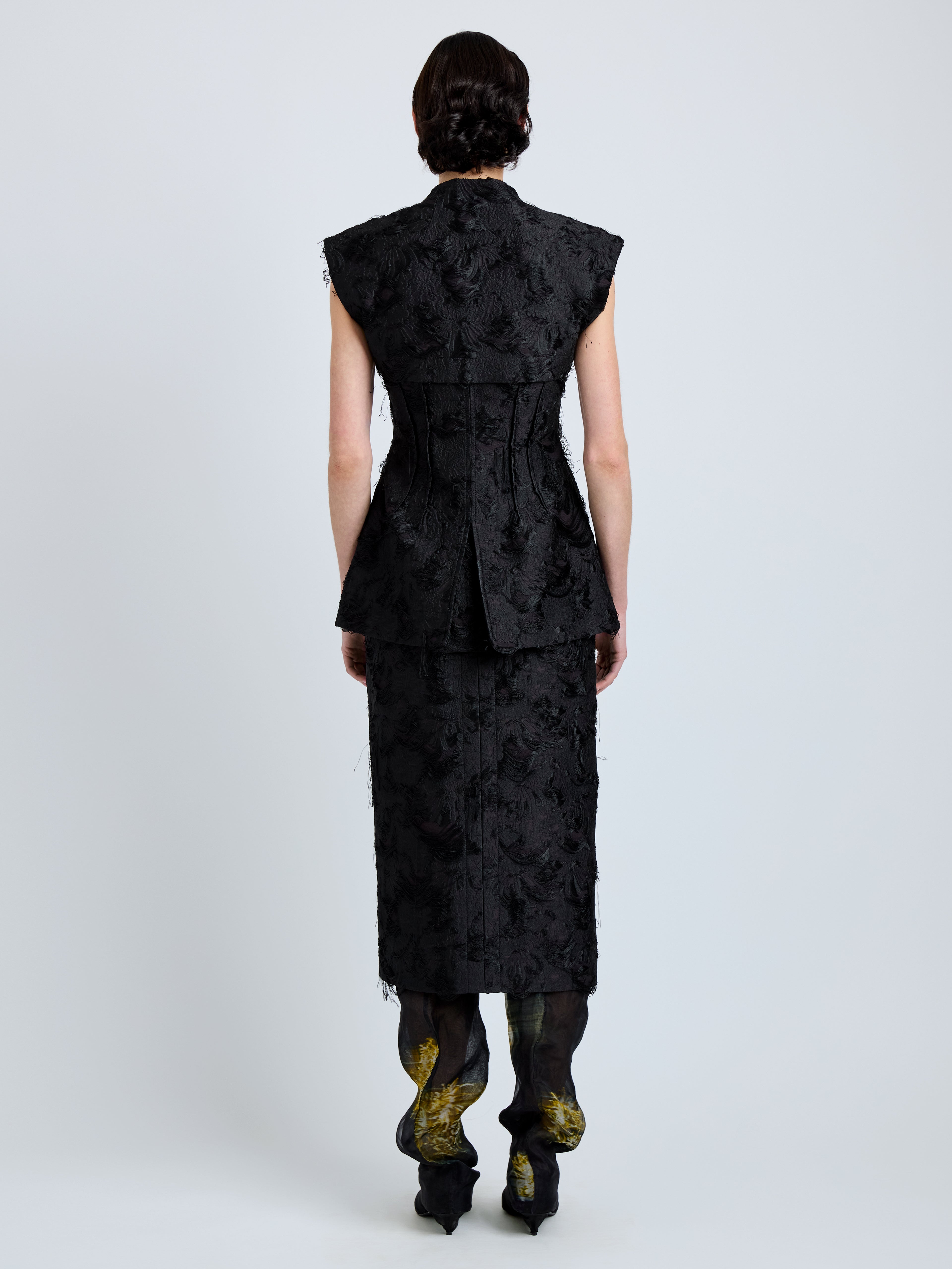 Cindle Women's Black Vest | V-Neck Jacquard, Elegant Sleeveless Design 4