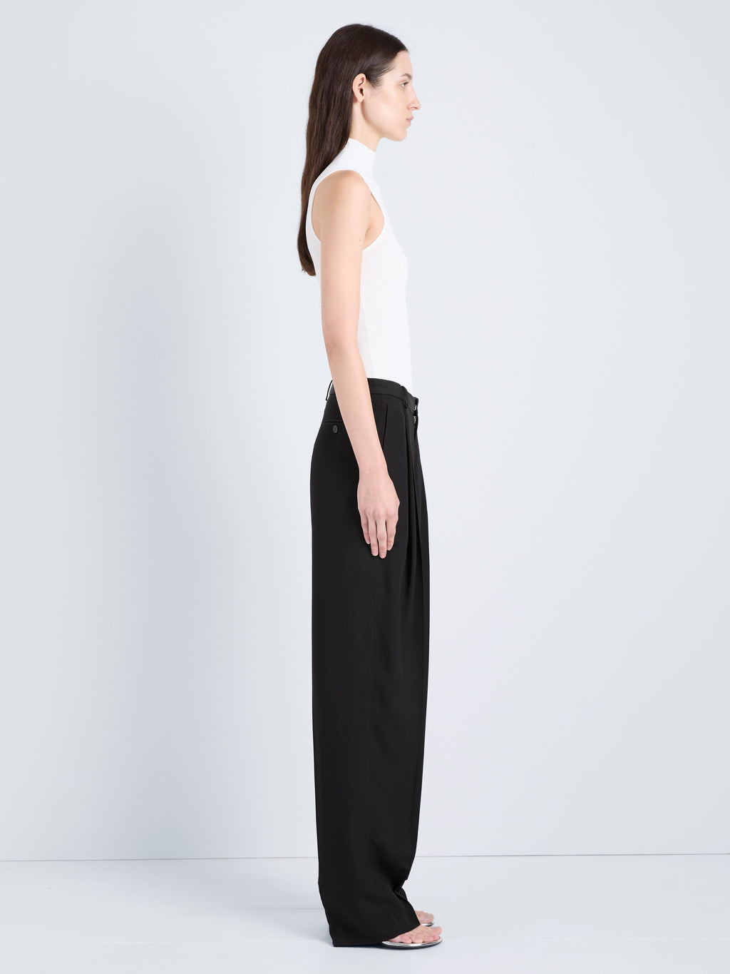 Clementina Women's Wide Leg Trousers | 100% Viscose Twill, Oversized Black Pants 2