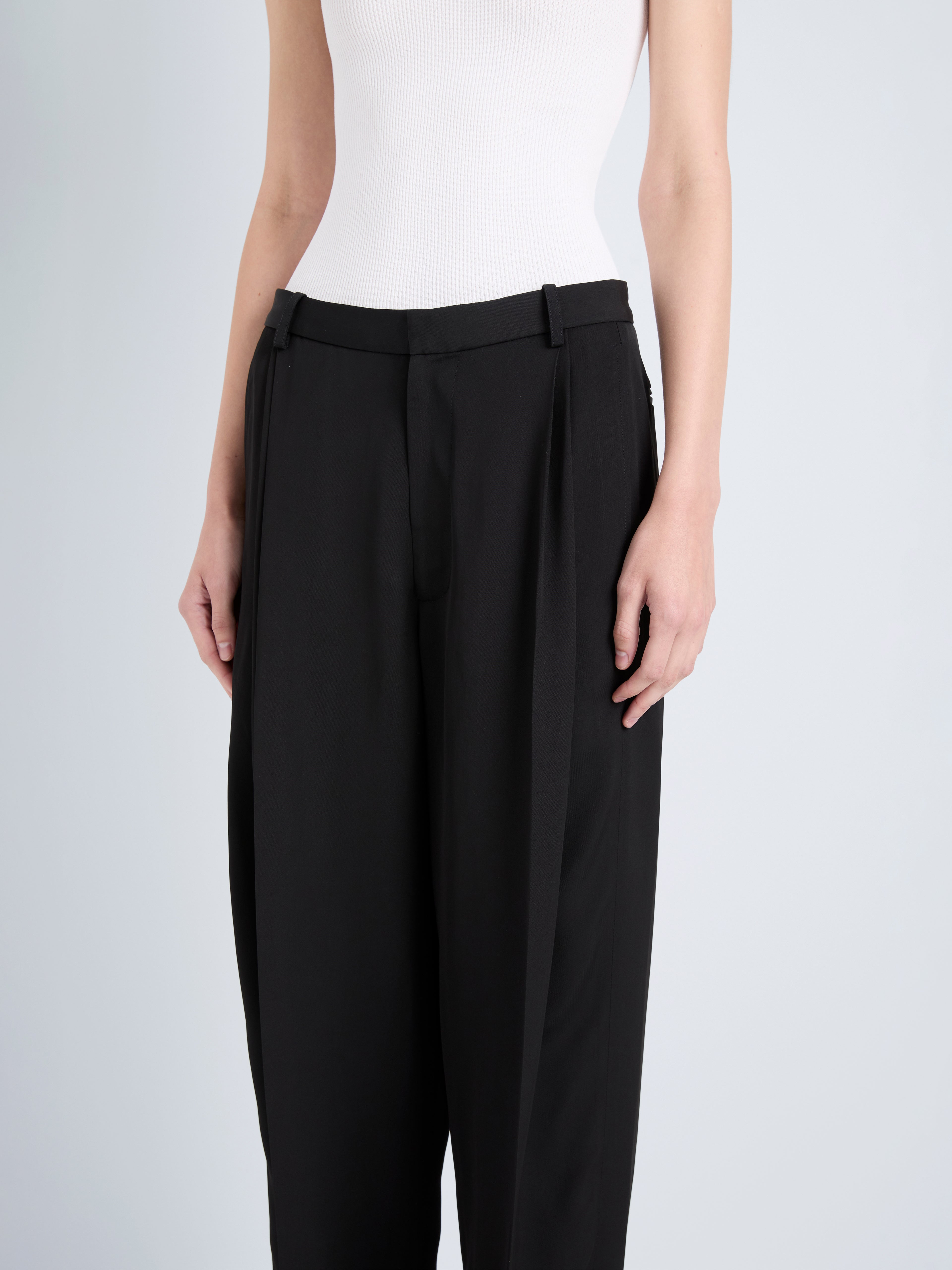 Clementina Women's Wide Leg Trousers | 100% Viscose Twill, Oversized Black Pants 4