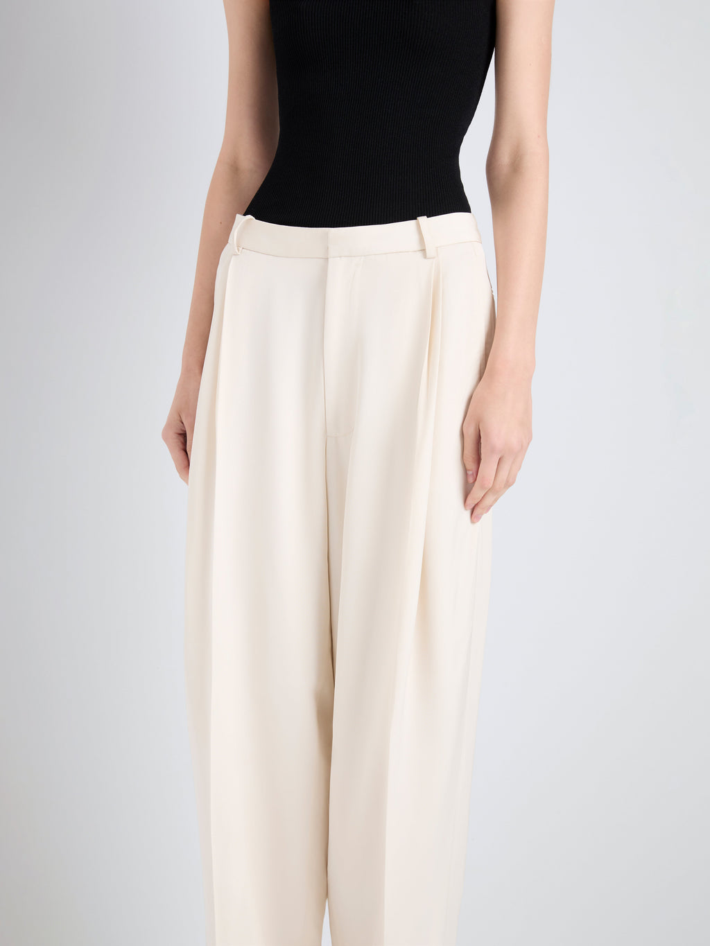 Clementina Women's Wide Leg Trousers | Elegant Ecru Viscose Twill 4