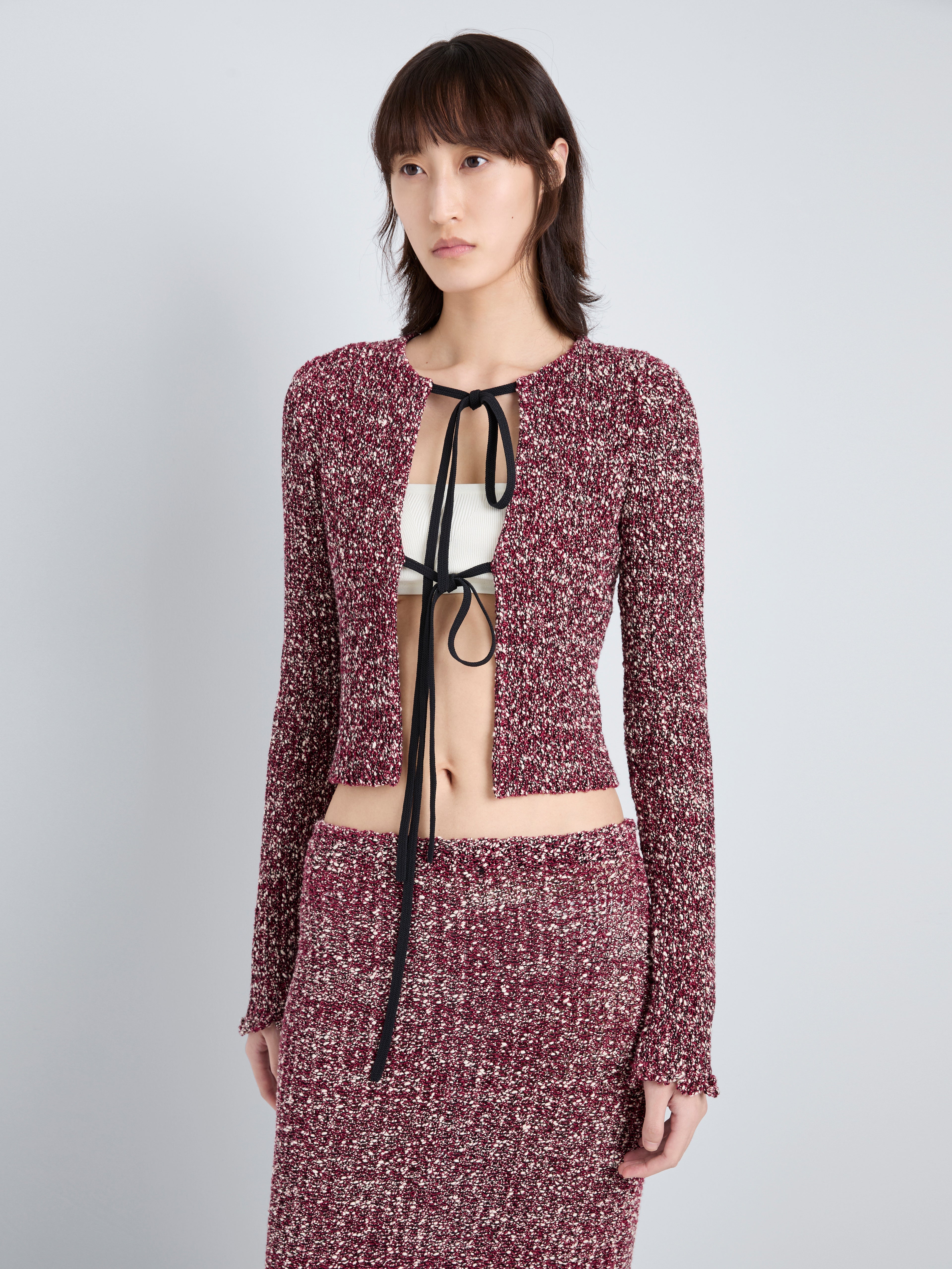 Coco Women's Cropped Cardigan | Cotton-Linen Blend, Keyhole Detail 1