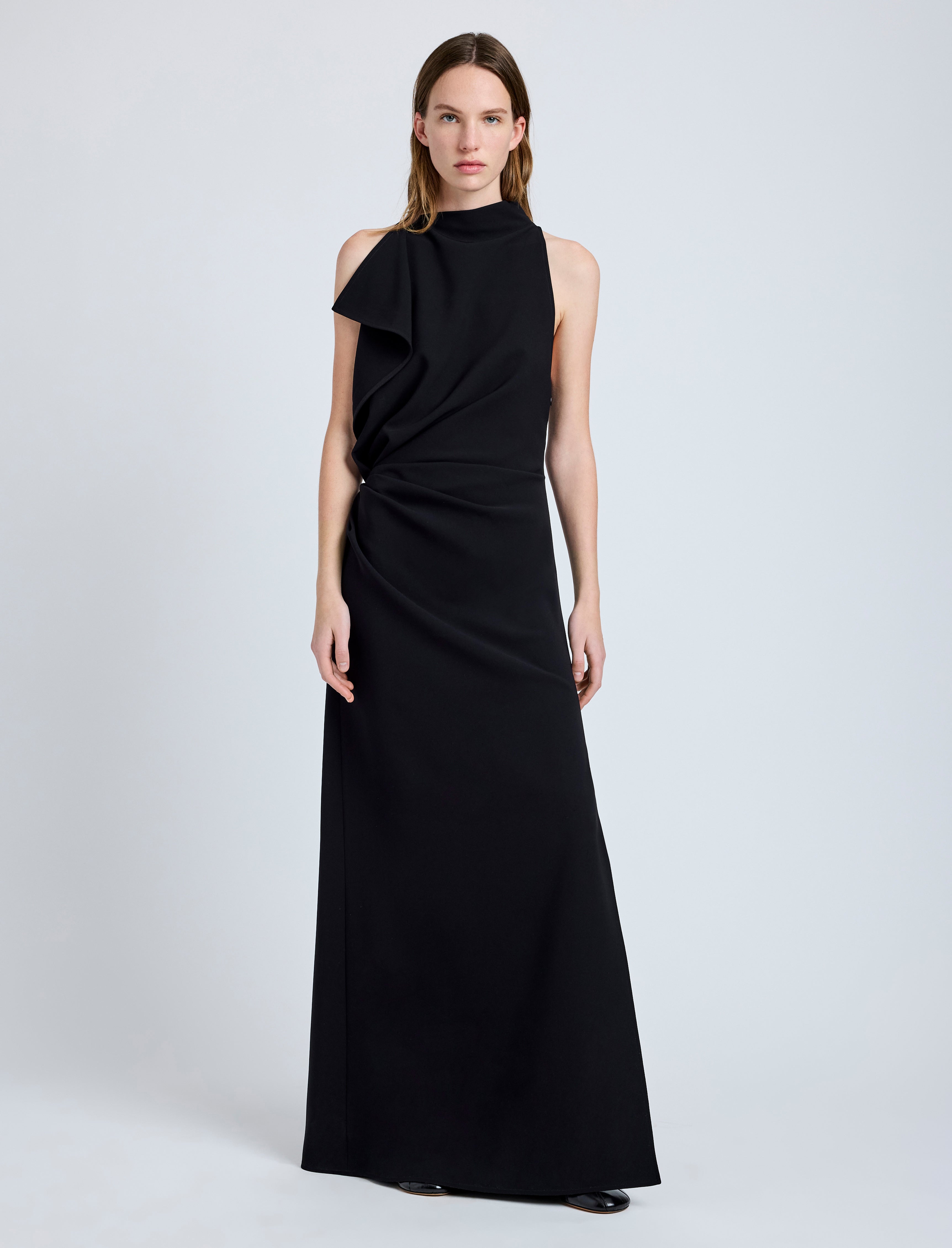 Daisy Women's Maxi Dress | Elegant Matte Double Crepe with Side Slit 1
