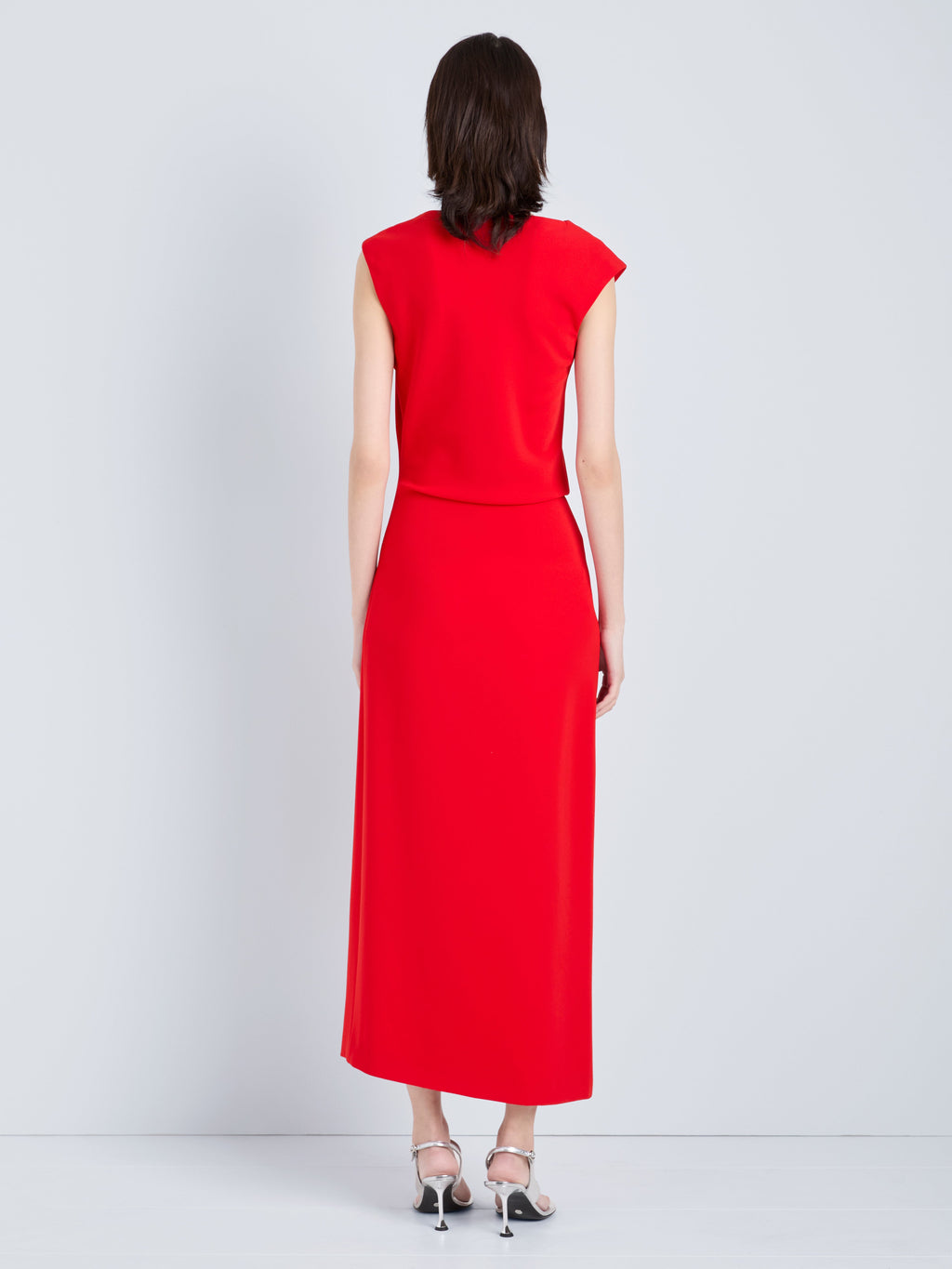 Damea Women's Dress | Matte Double Crepe, Asymmetric Design 3