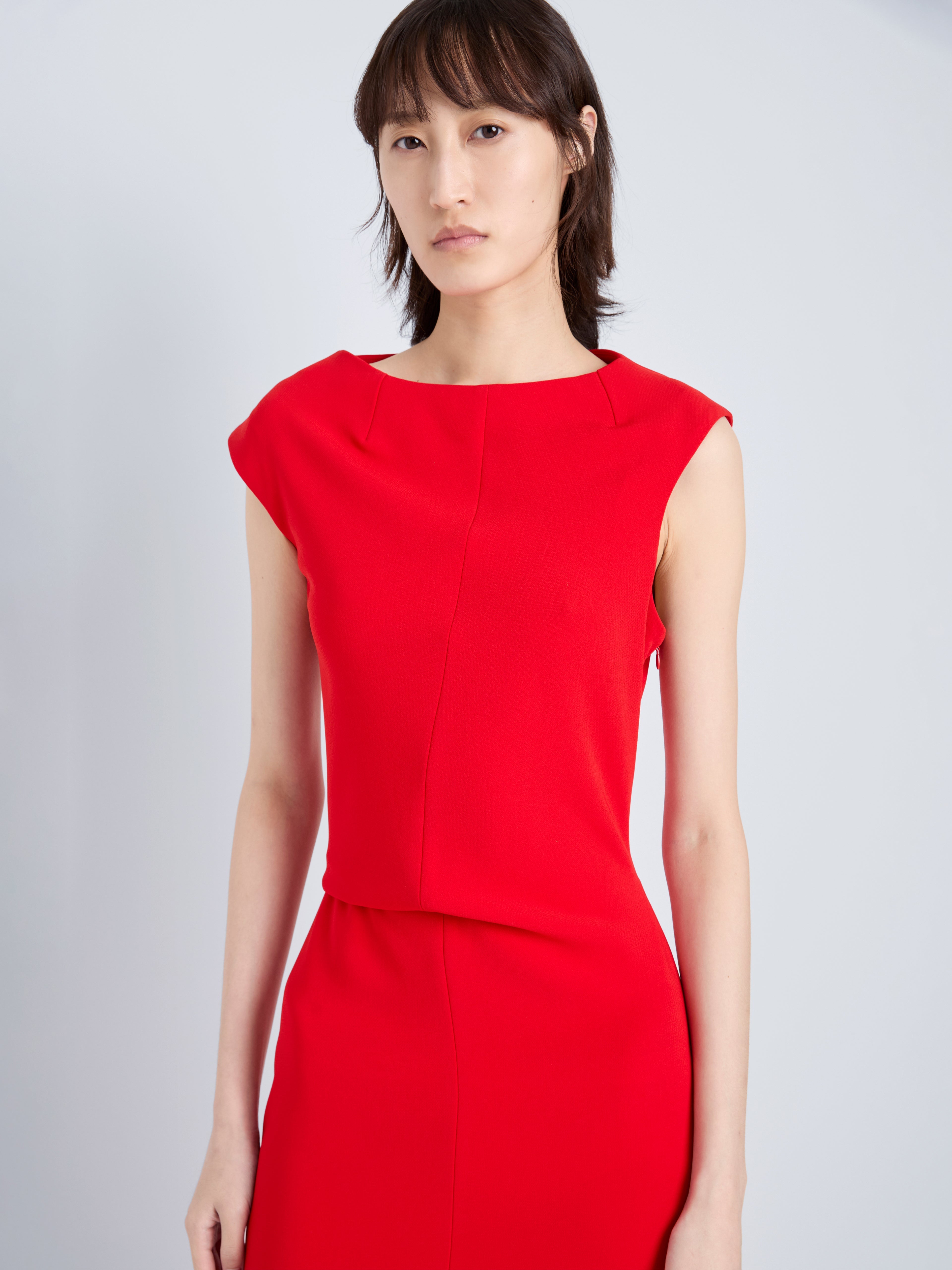 Damea Women's Dress | Matte Double Crepe, Asymmetric Design 4