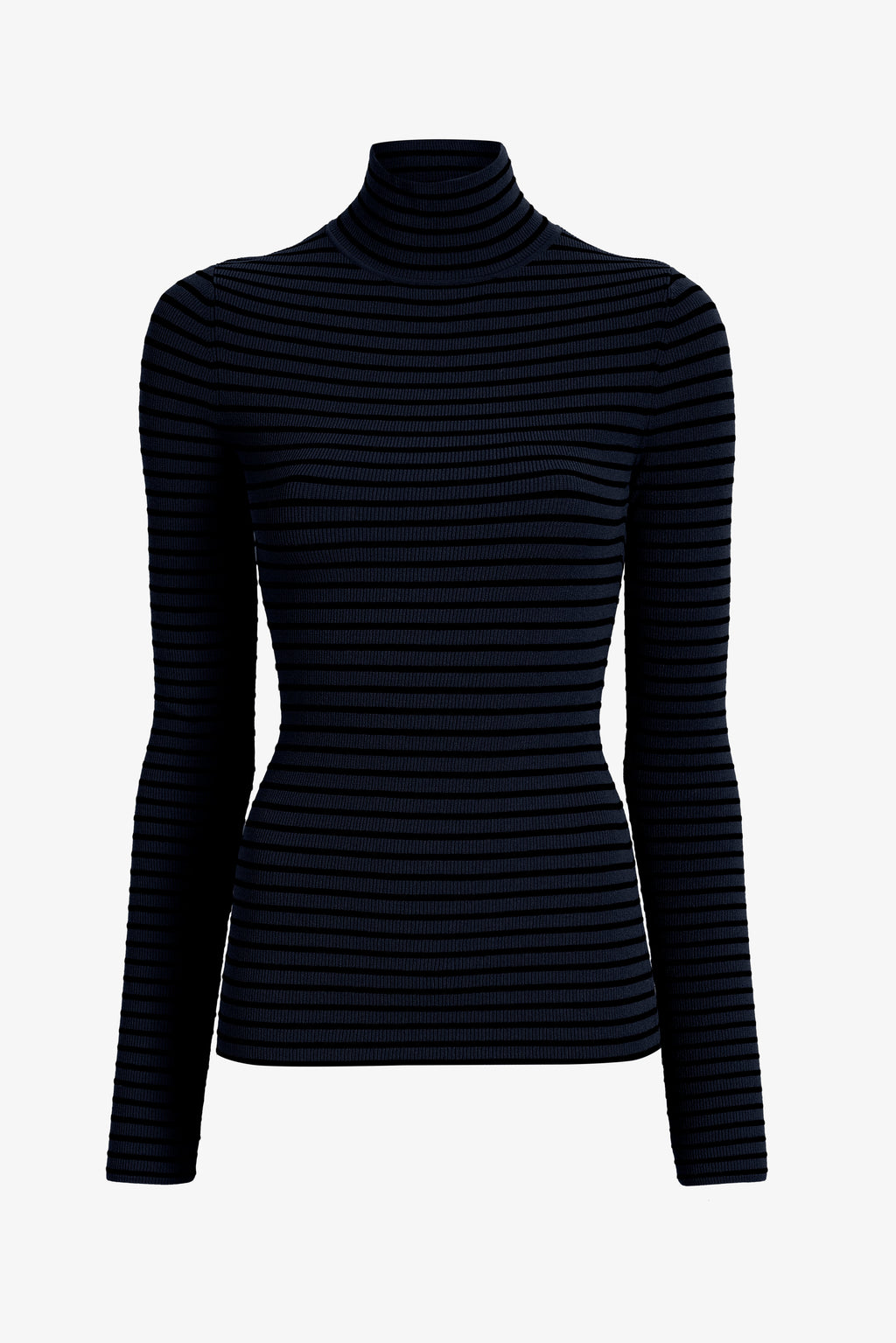 Didi Women's Top | Matte Viscose Velvet Stripe Turtleneck 0