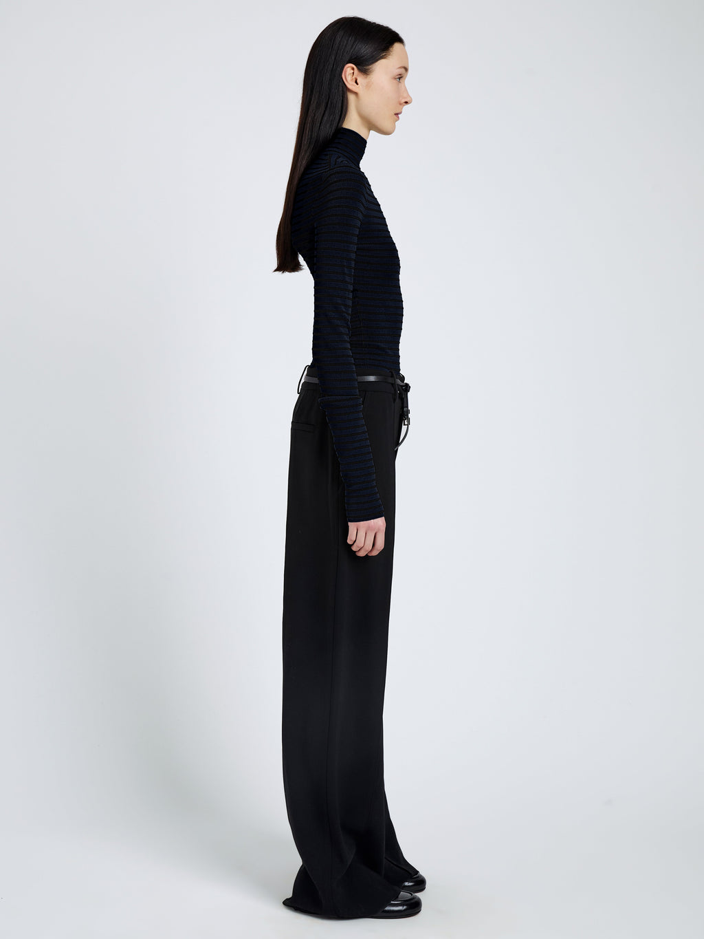 Didi Women's Top | Matte Viscose Velvet Stripe Turtleneck 3