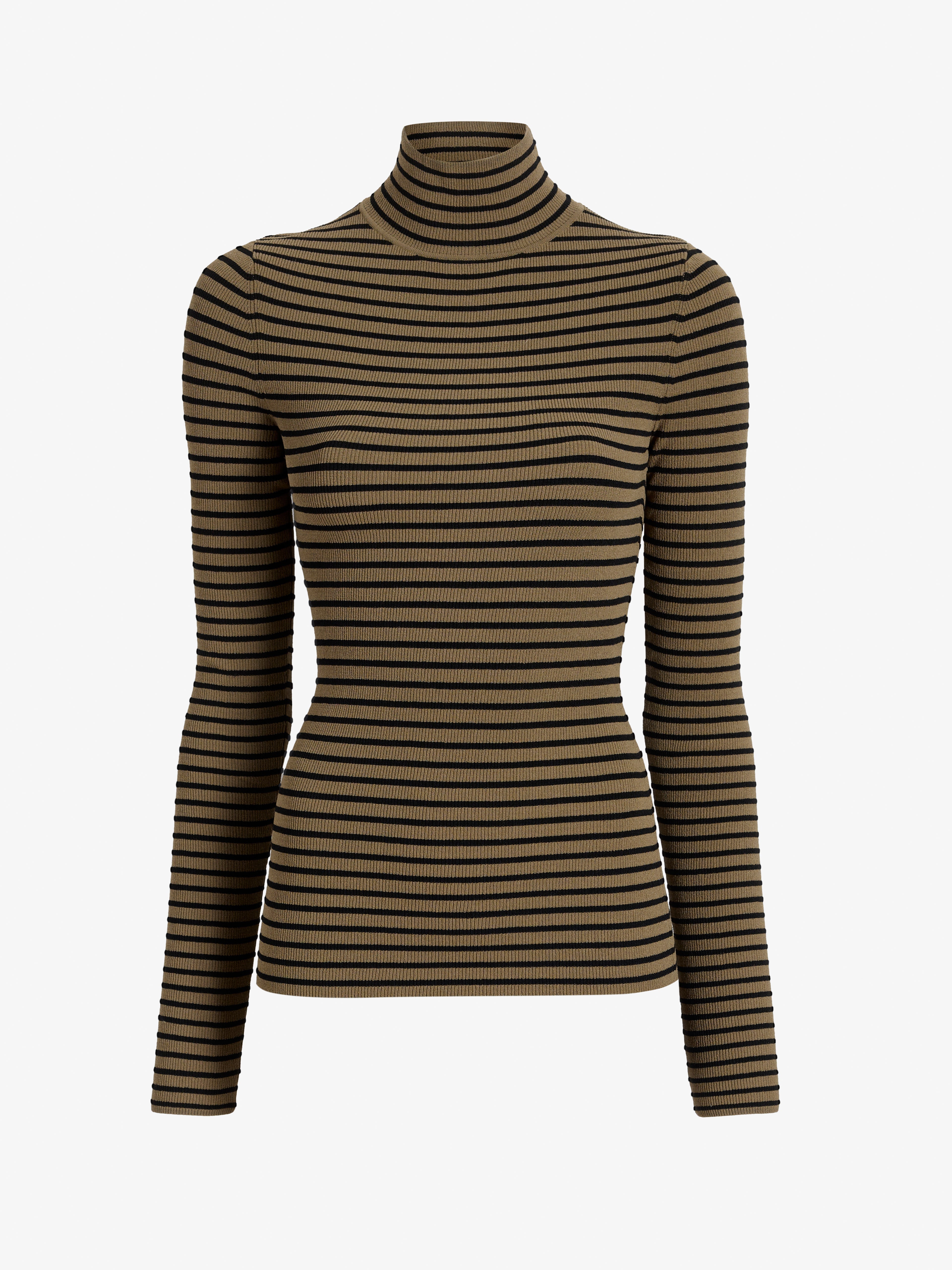Didi Women's Turtleneck Top | Matte Viscose Velvet Stripe 0