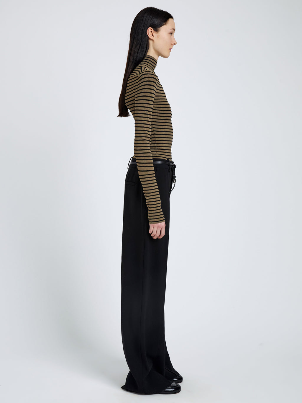 Didi Women's Turtleneck Top | Matte Viscose Velvet Stripe 3