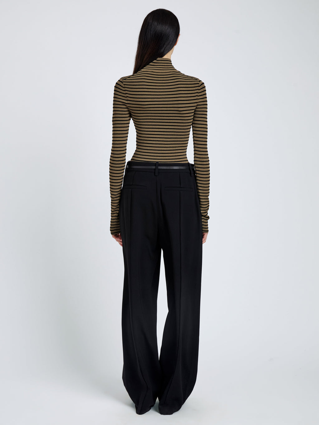 Didi Women's Turtleneck Top | Matte Viscose Velvet Stripe 4
