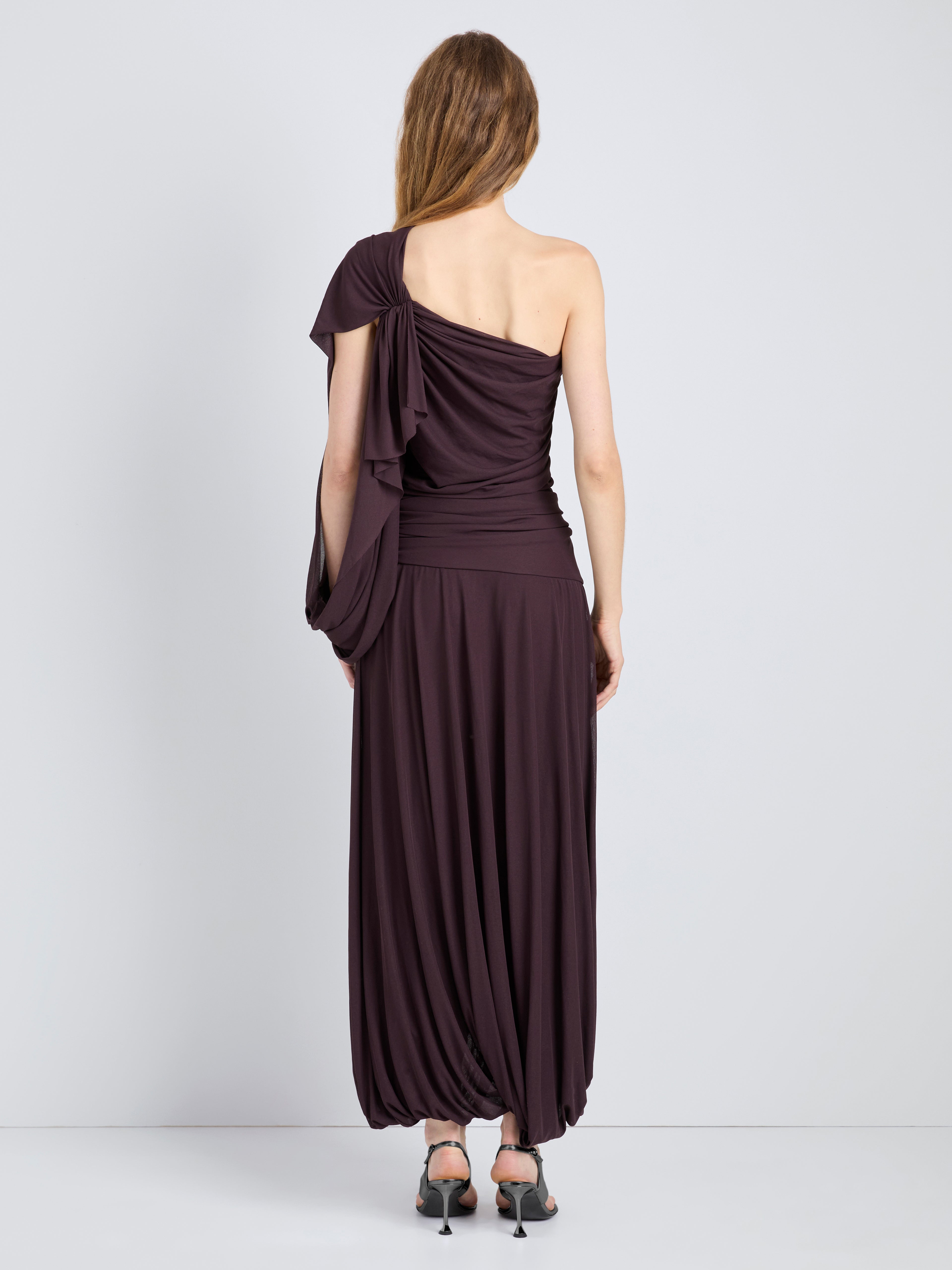 Gabri Women's Dress | One-Shoulder Pleated Jersey Cocktail Dress 3