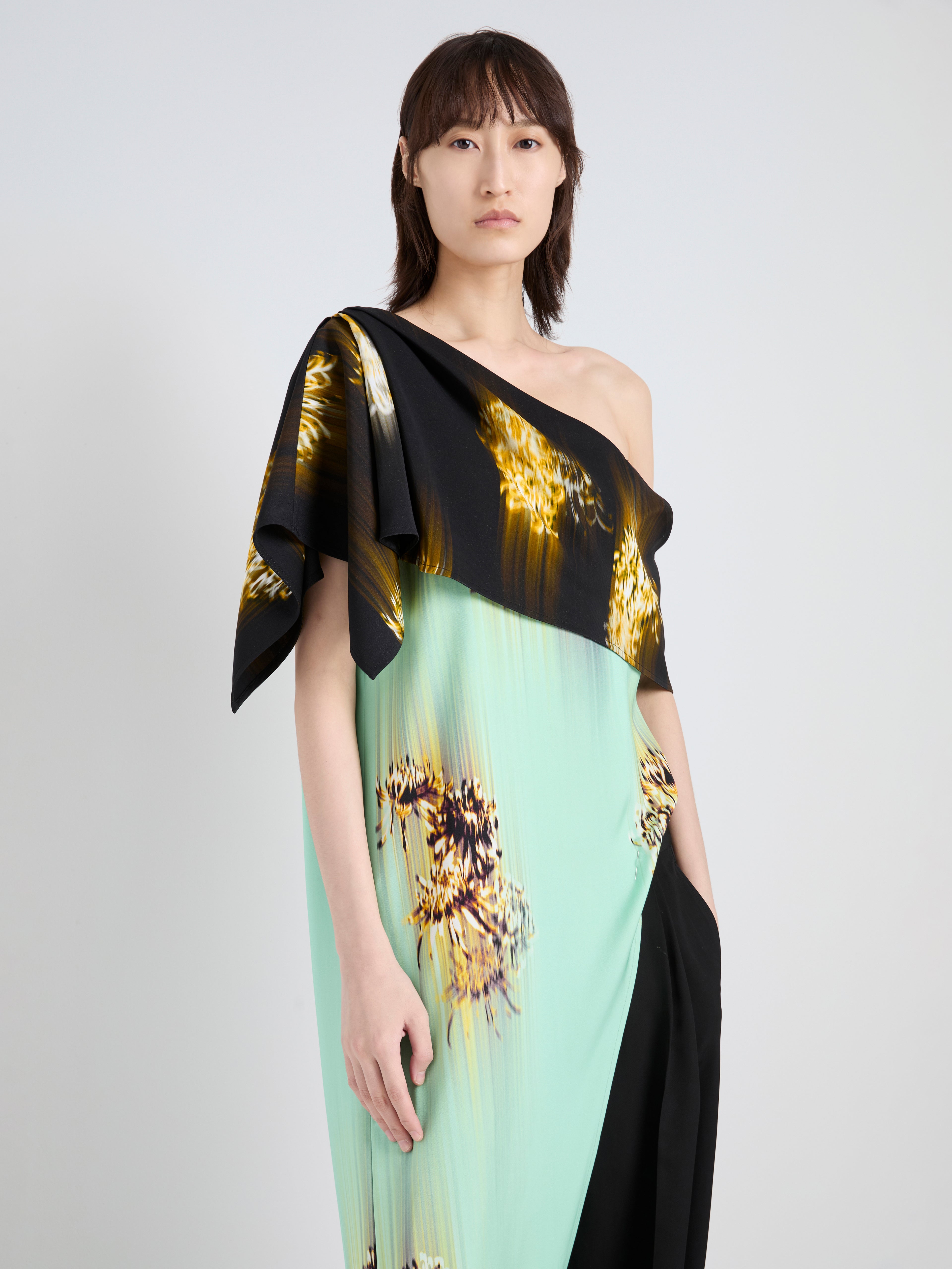 Haya Women's Top | Printed Viscose Cady, Asymmetrical Hem 1