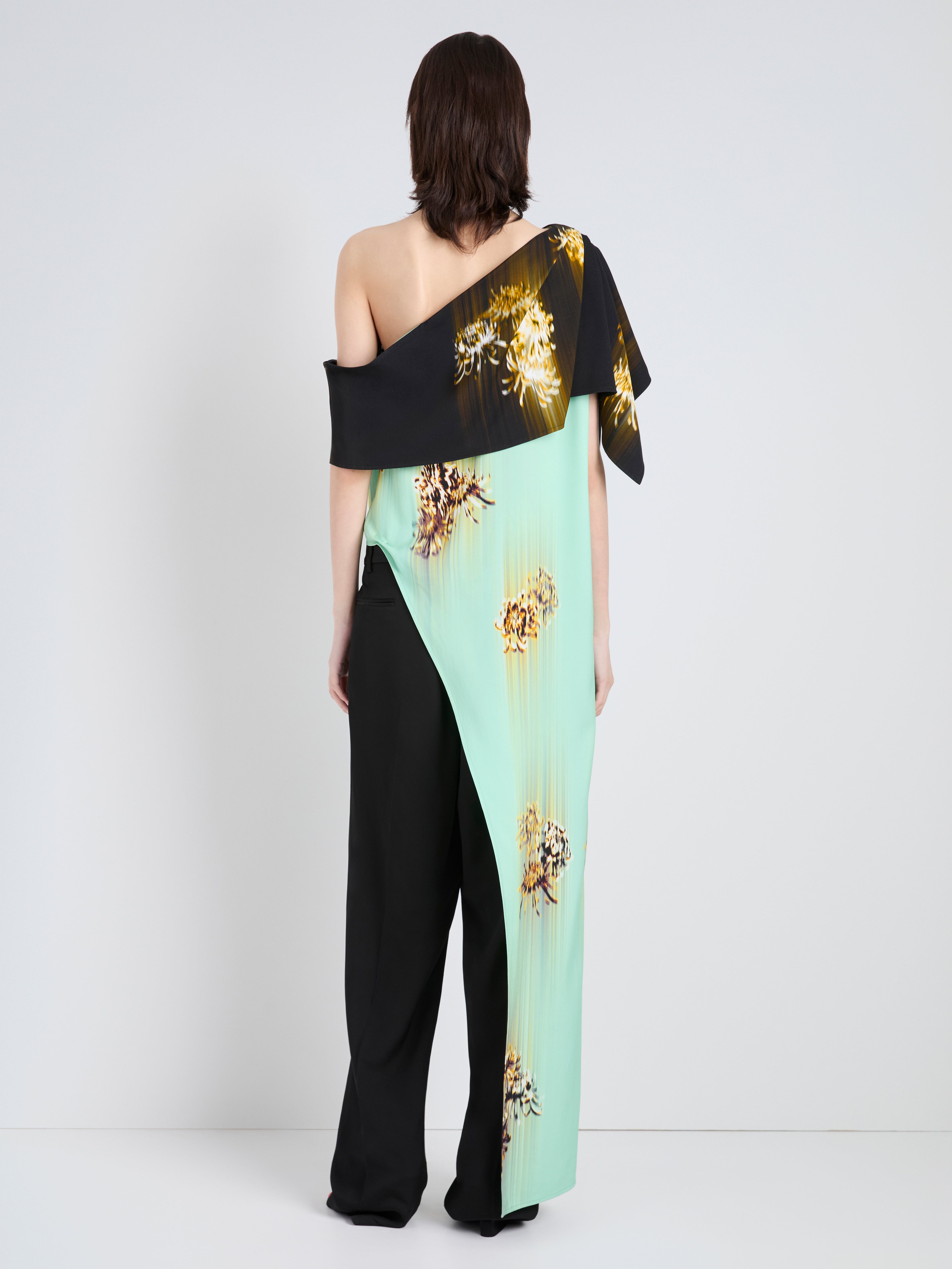 Haya Women's Top | Printed Viscose Cady, Asymmetrical Hem 4