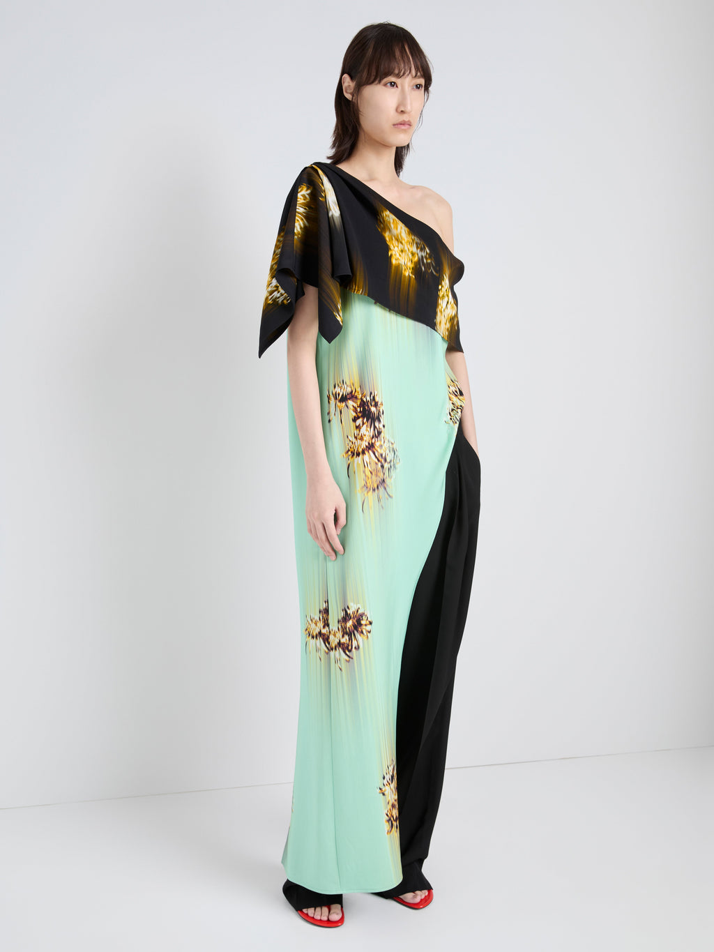 Haya Women's Top | Printed Viscose Cady, Asymmetrical Hem 5