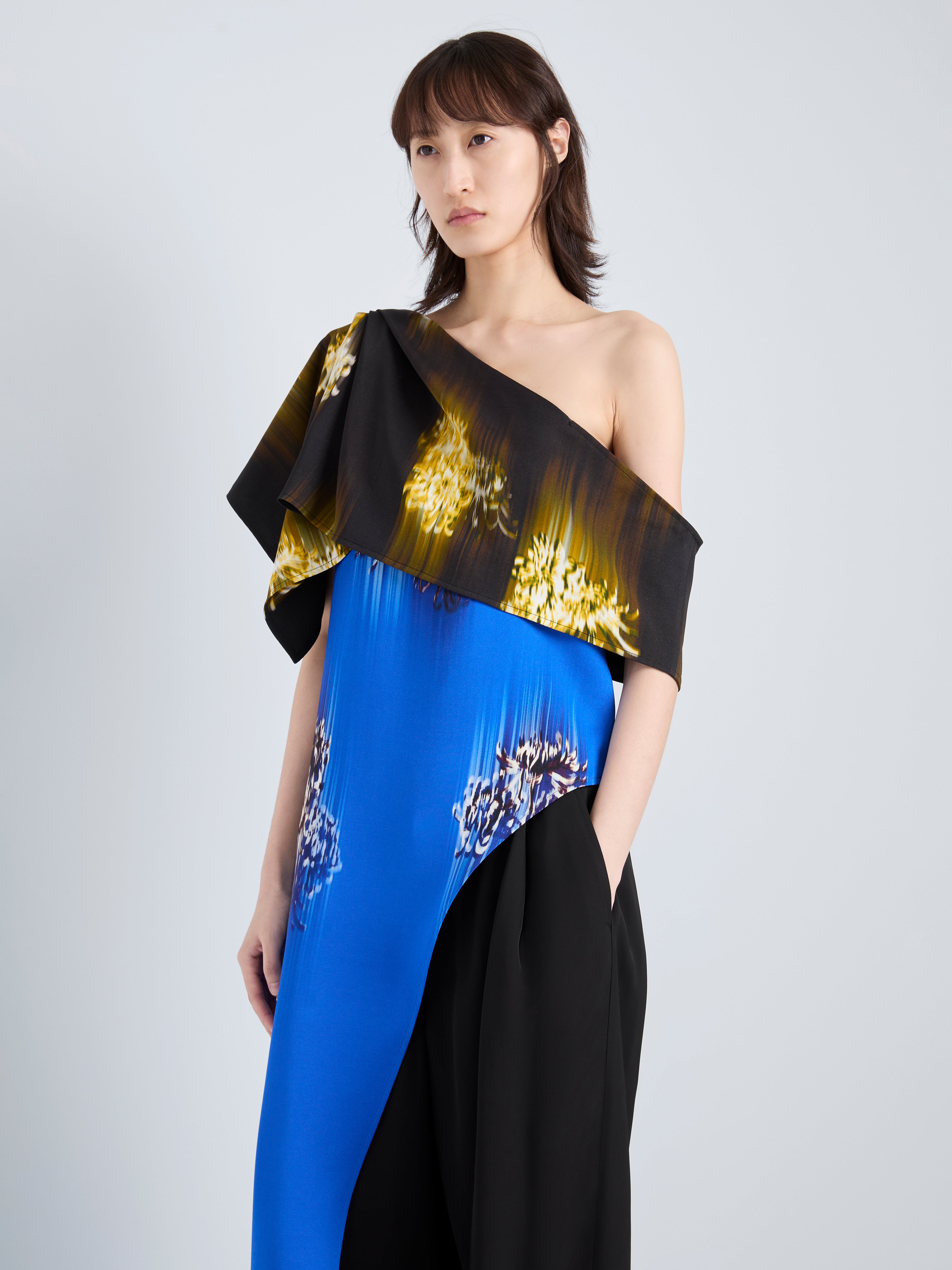 Haya Women's Top | Printed Viscose Cady, One-Shoulder Design 1
