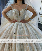 Ruffles Skirt Long Train Wedding Dress