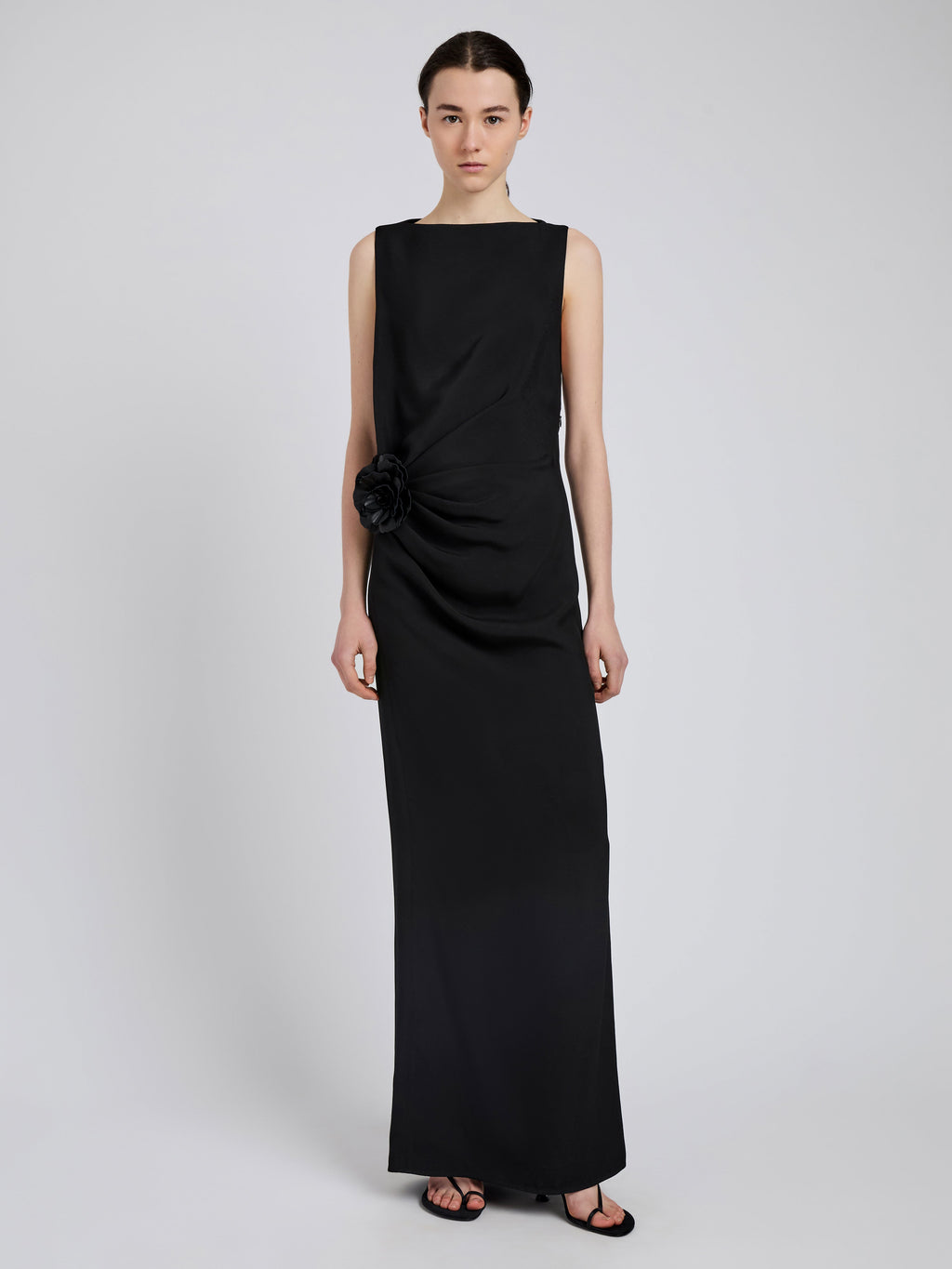 Indria Women's Black Dress | Matte Double Crepe, Elegant Design 1
