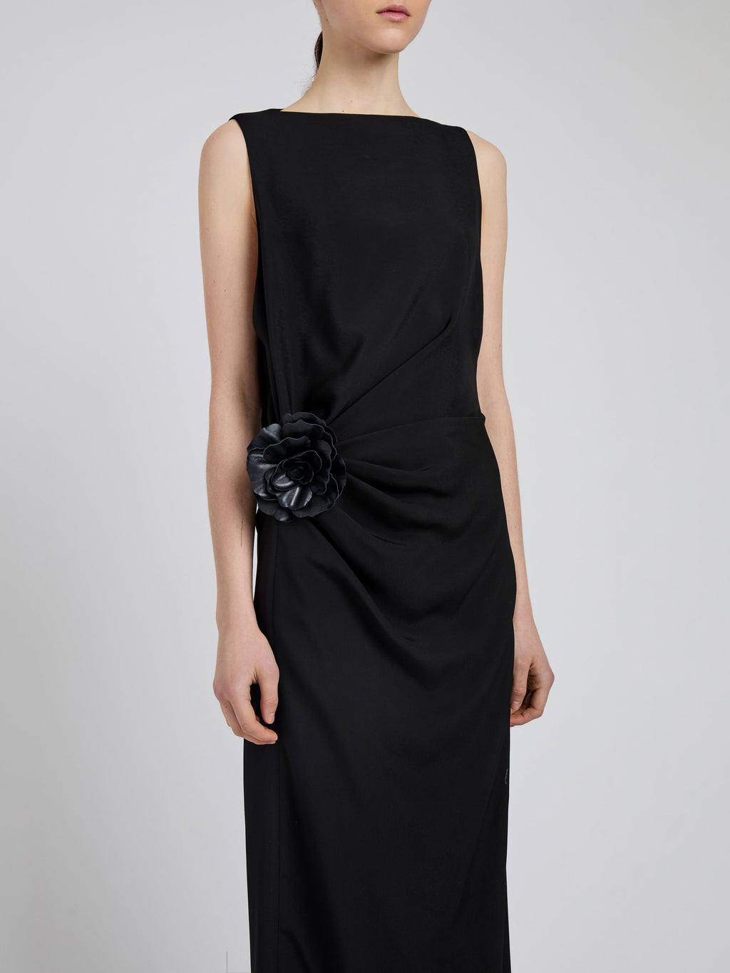Indria Women's Black Dress | Matte Double Crepe, Elegant Design 4