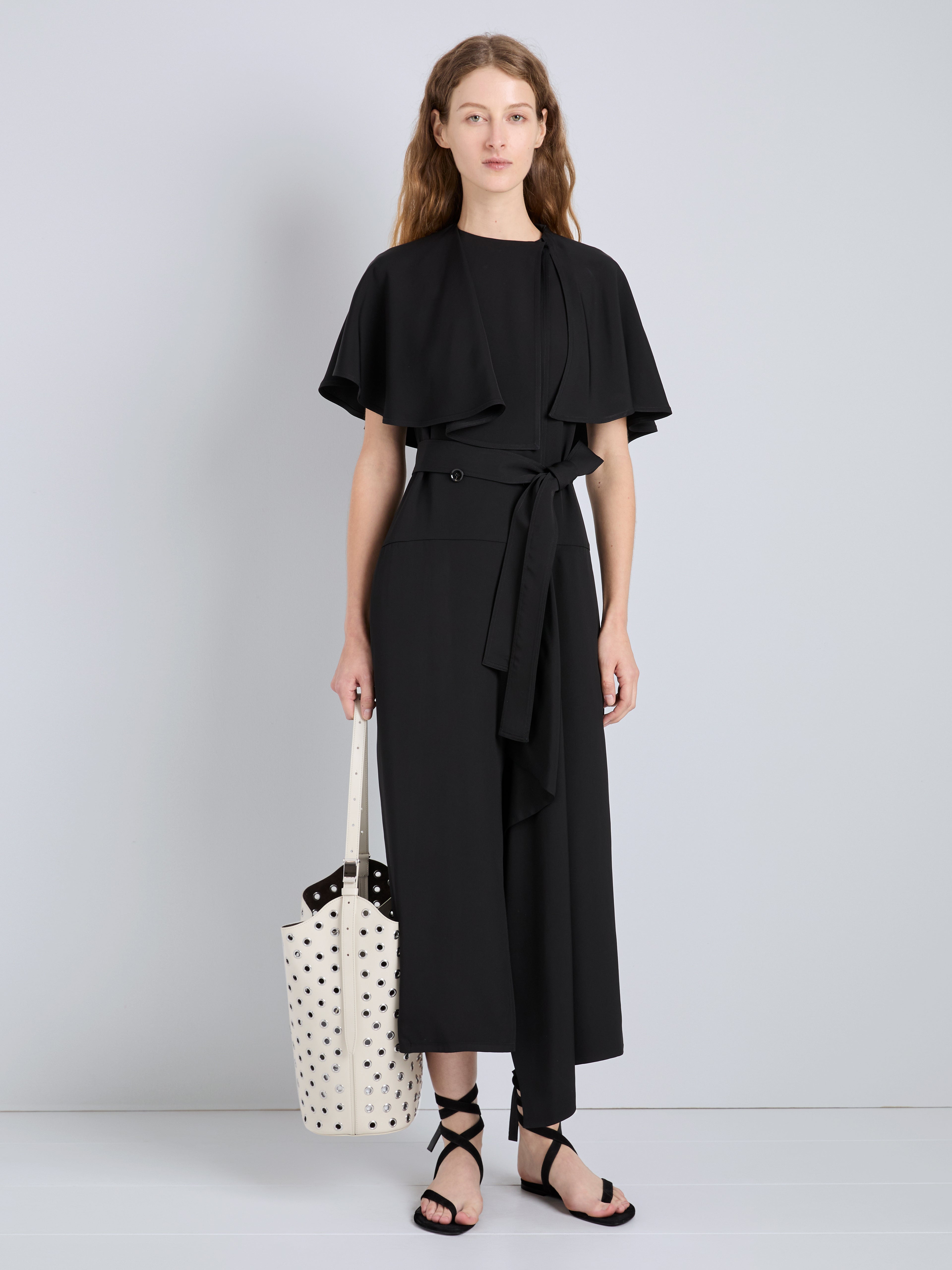 Ivy Women's Black Dress | Viscose Twill, Trench-Inspired 1