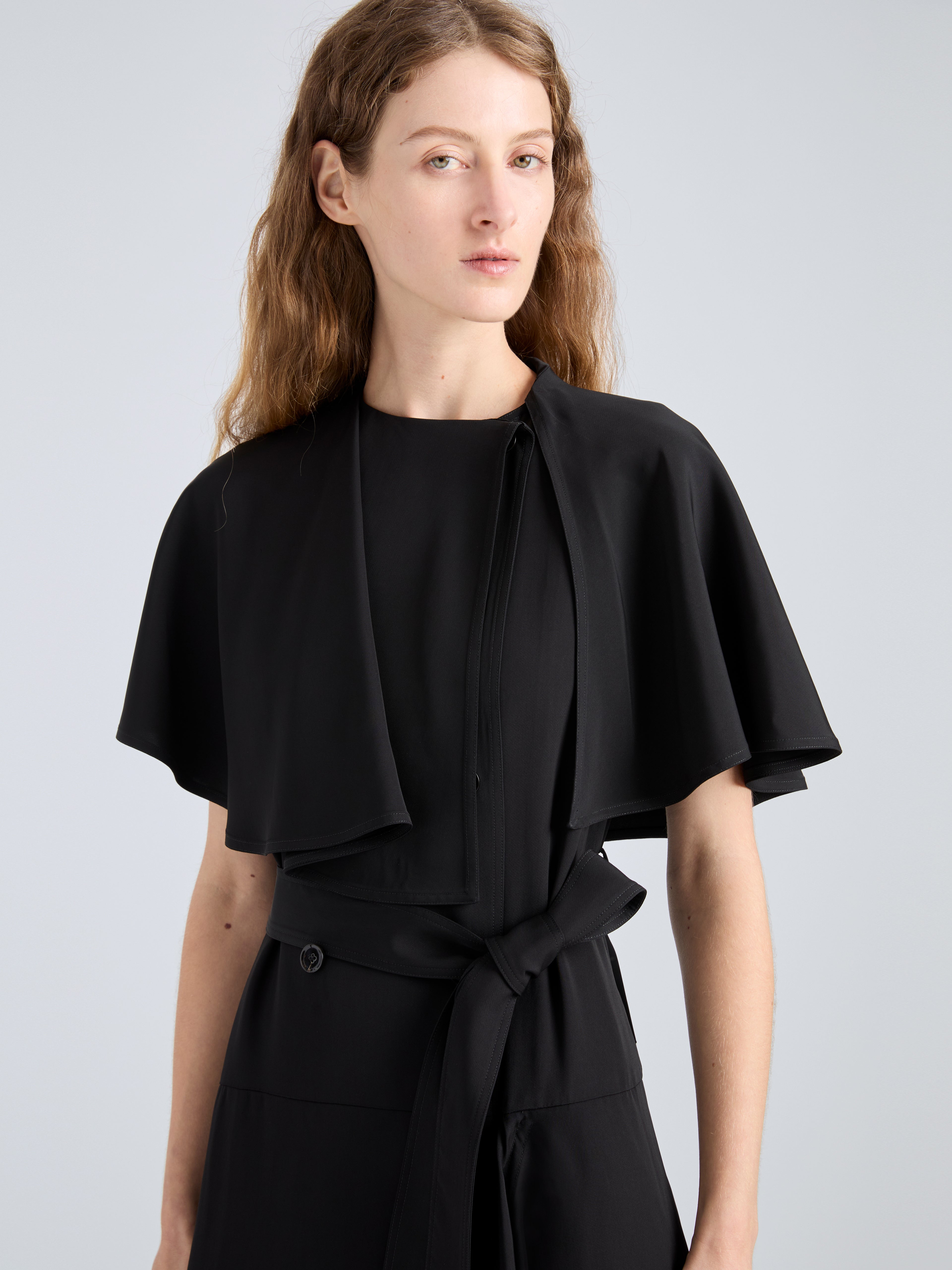 Ivy Women's Black Dress | Viscose Twill, Trench-Inspired 4