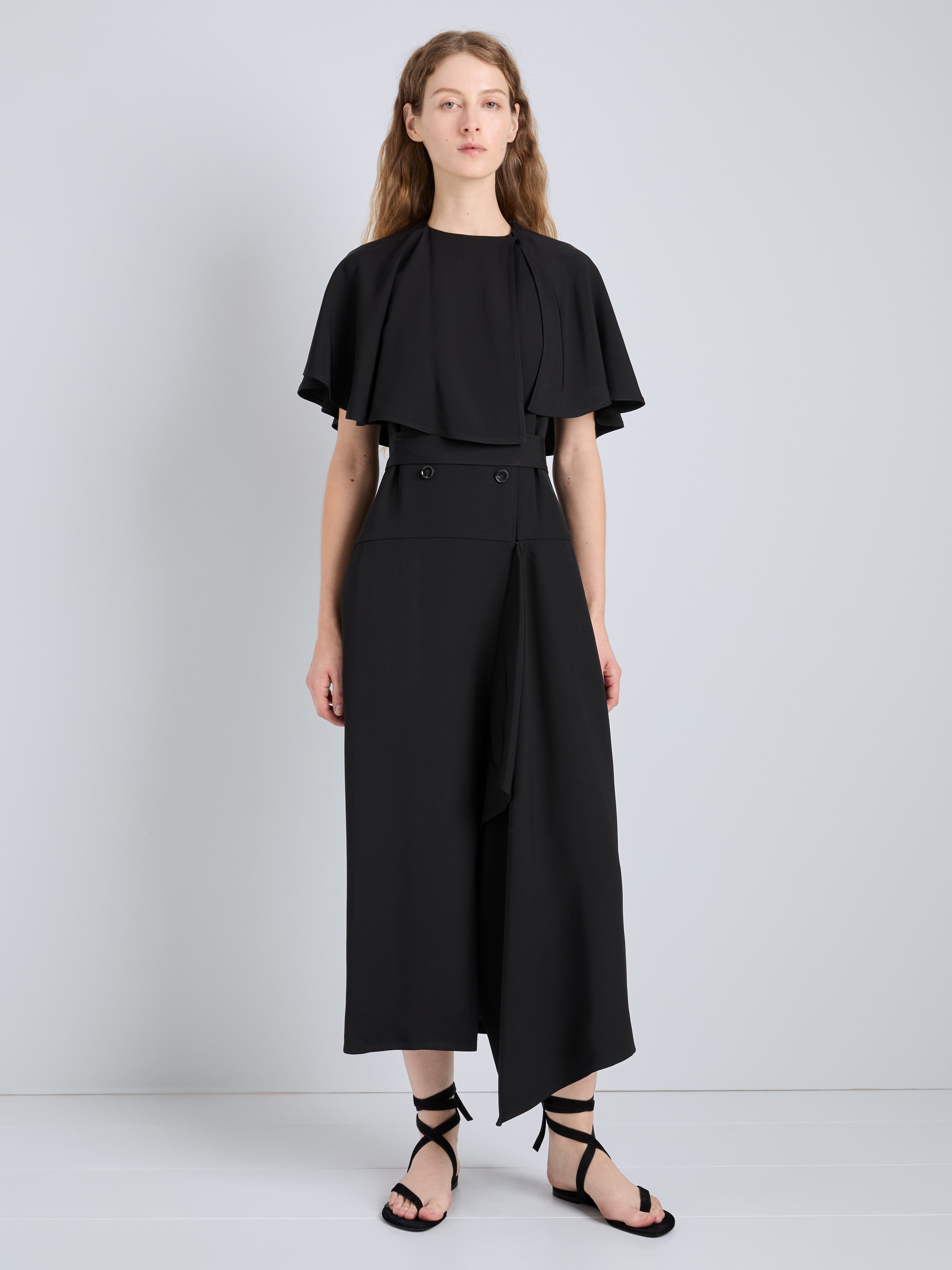 Ivy Women's Black Wrap Dress | Viscose Twill, Trench-Inspired 5