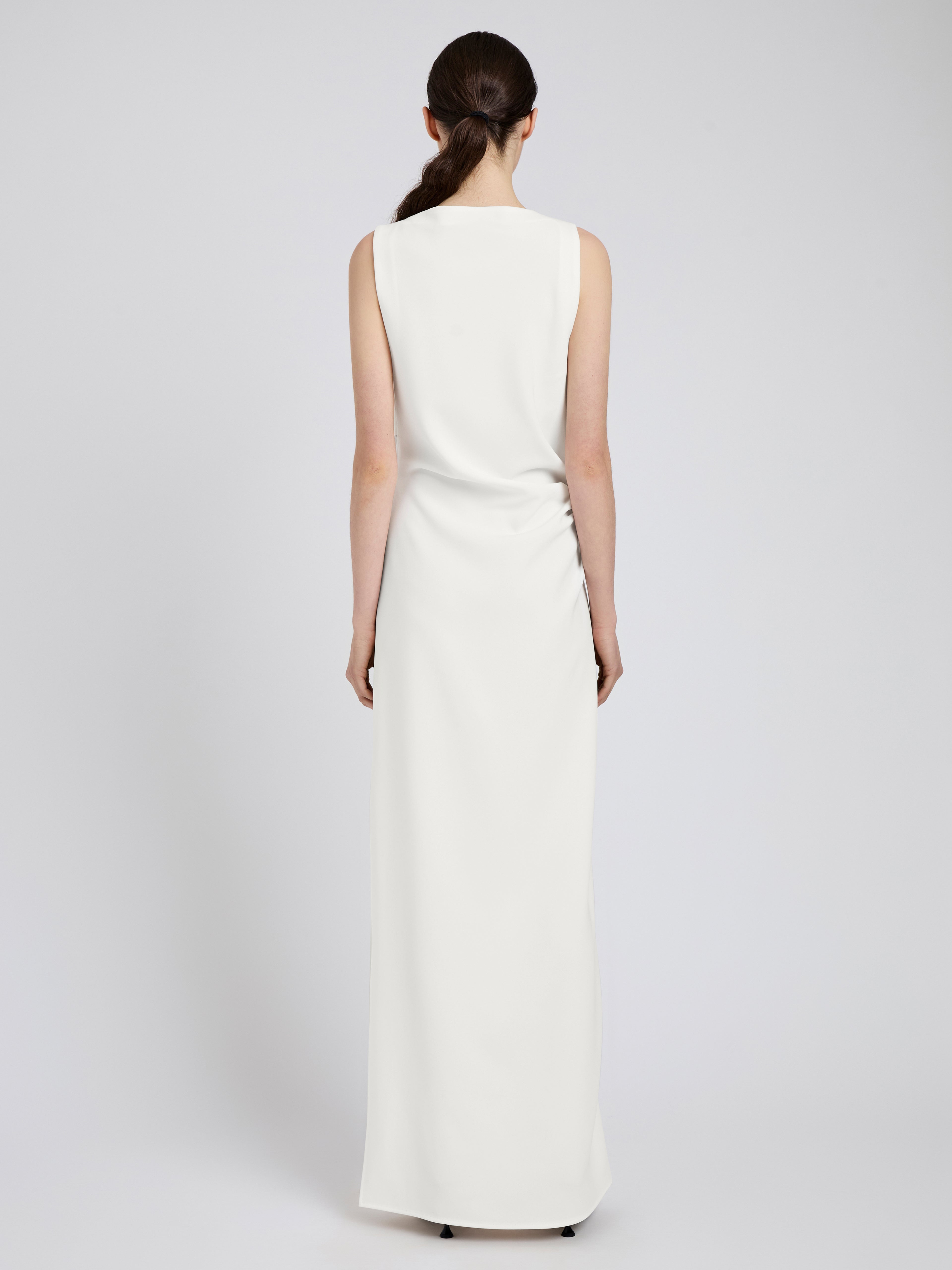 Ivy Women's White Dress | Elegant Matte Double Crepe, Formal Cocktail 3