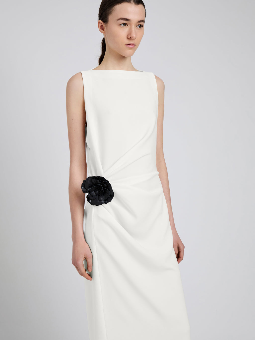 Ivy Women's White Dress | Elegant Matte Double Crepe, Formal Cocktail 4