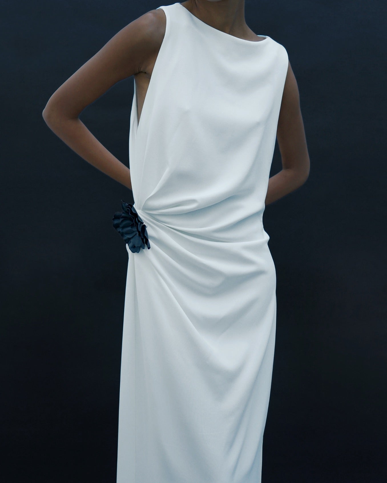 Ivy Women's White Dress | Elegant Matte Double Crepe, Formal Cocktail 5