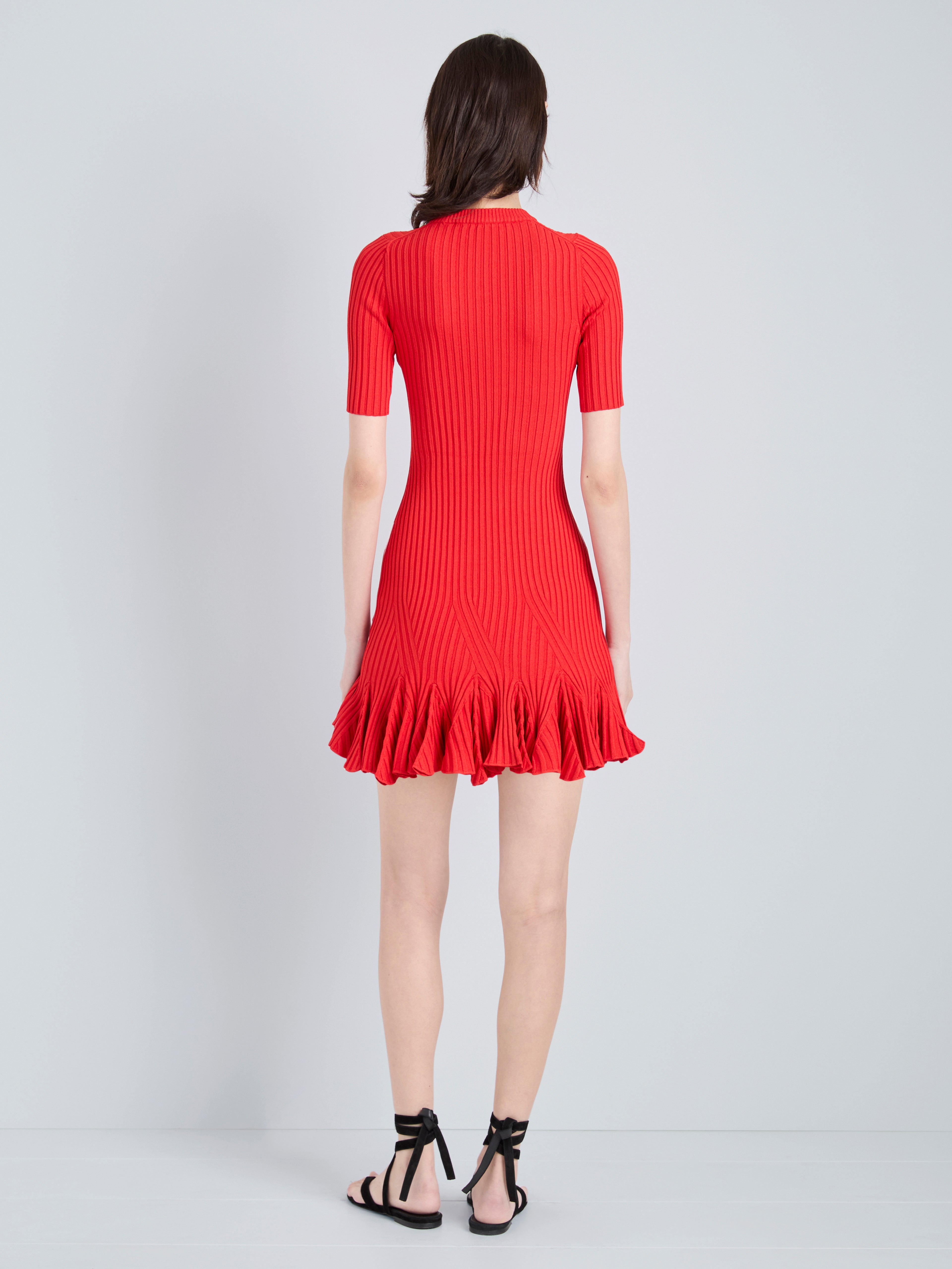 Lena Women's Mini Dress | Viscose Ribbed with Ruffled Hem 3