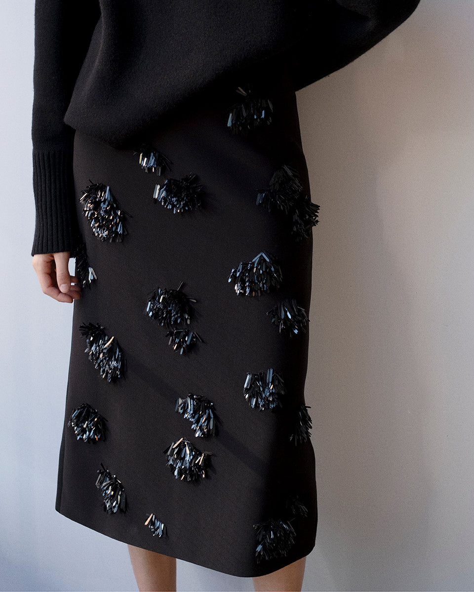 Mora Women's Skirt | Embroidered Compact Crepe 5