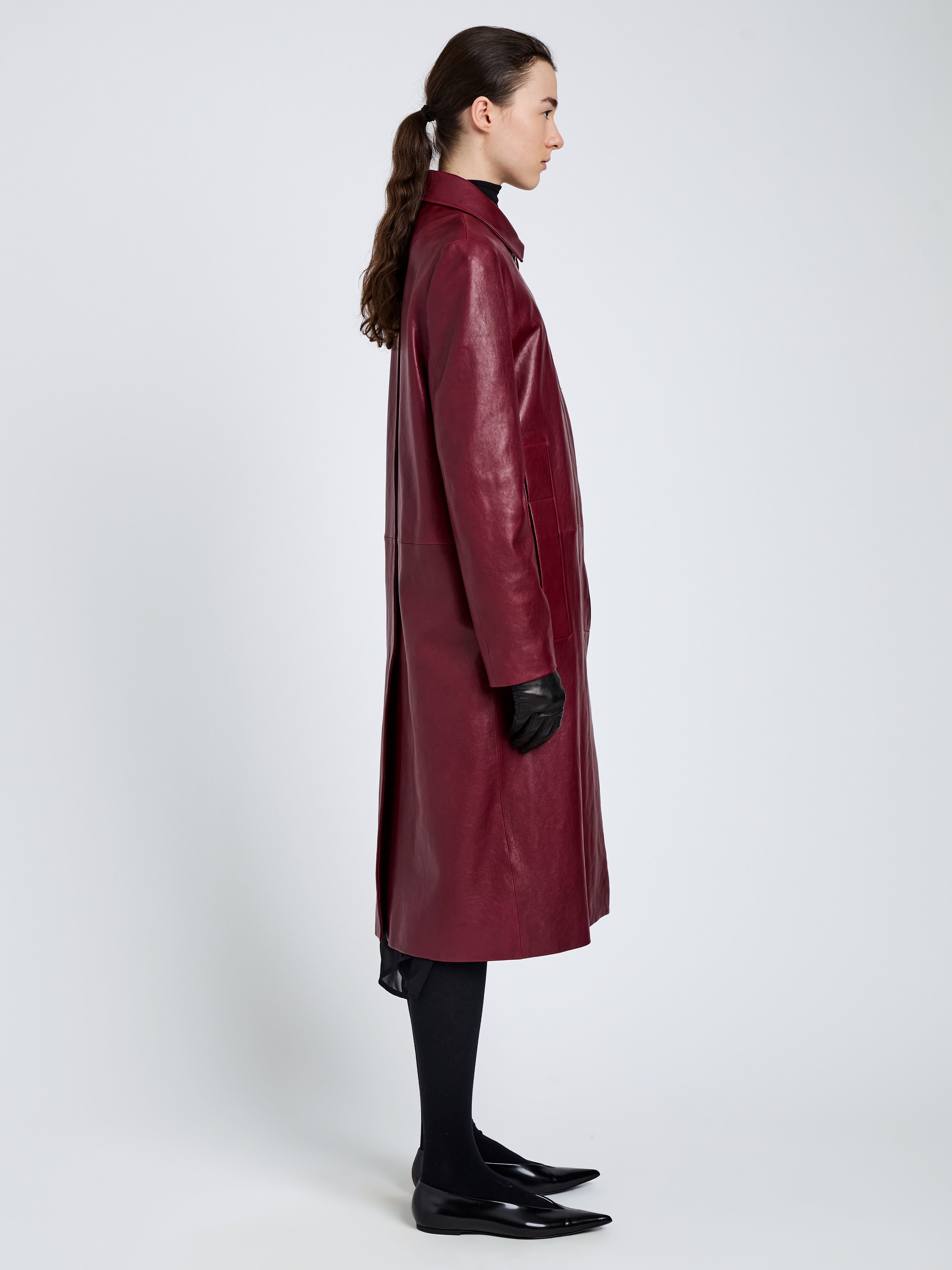 Nissi Women's Trench Coat | Semigloss Leather, Burgundy 2