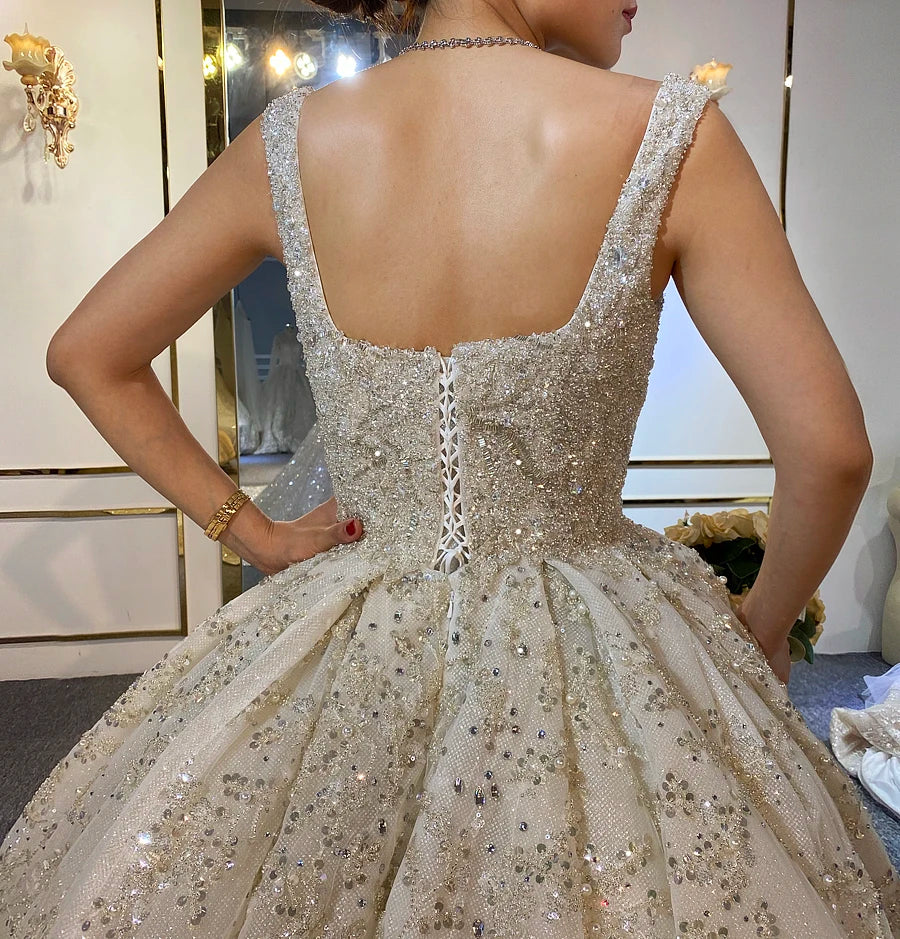 Luxury Beaded Royal Train Wedding Dress