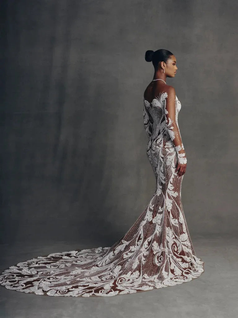Hand-Beaded Custom Wedding Dress