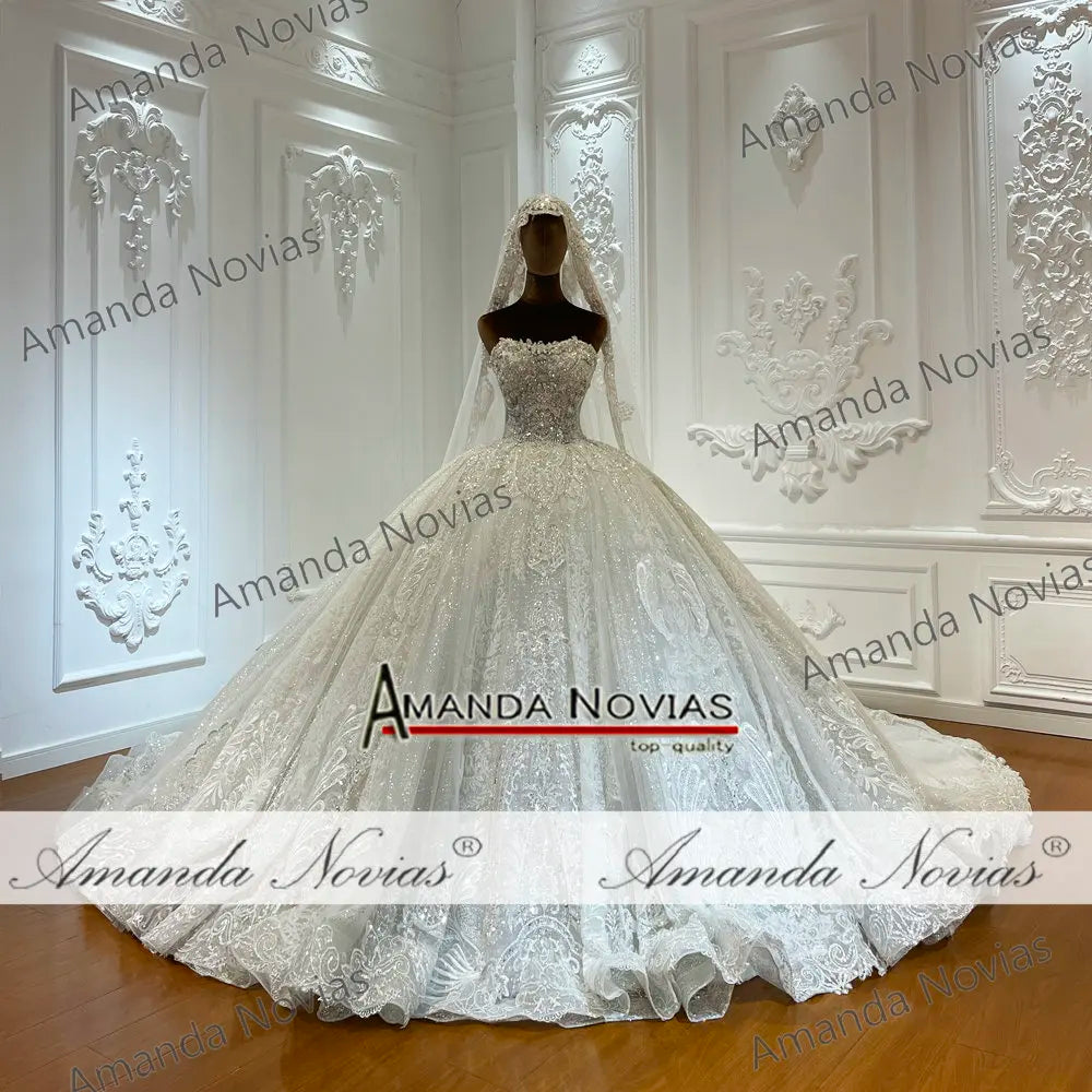 Luxury Beaded Ball Gown Wedding Dress