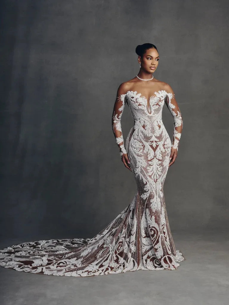 Hand-Beaded Custom Wedding Dress