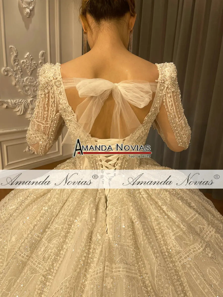 Custom Long Train Wedding Dress